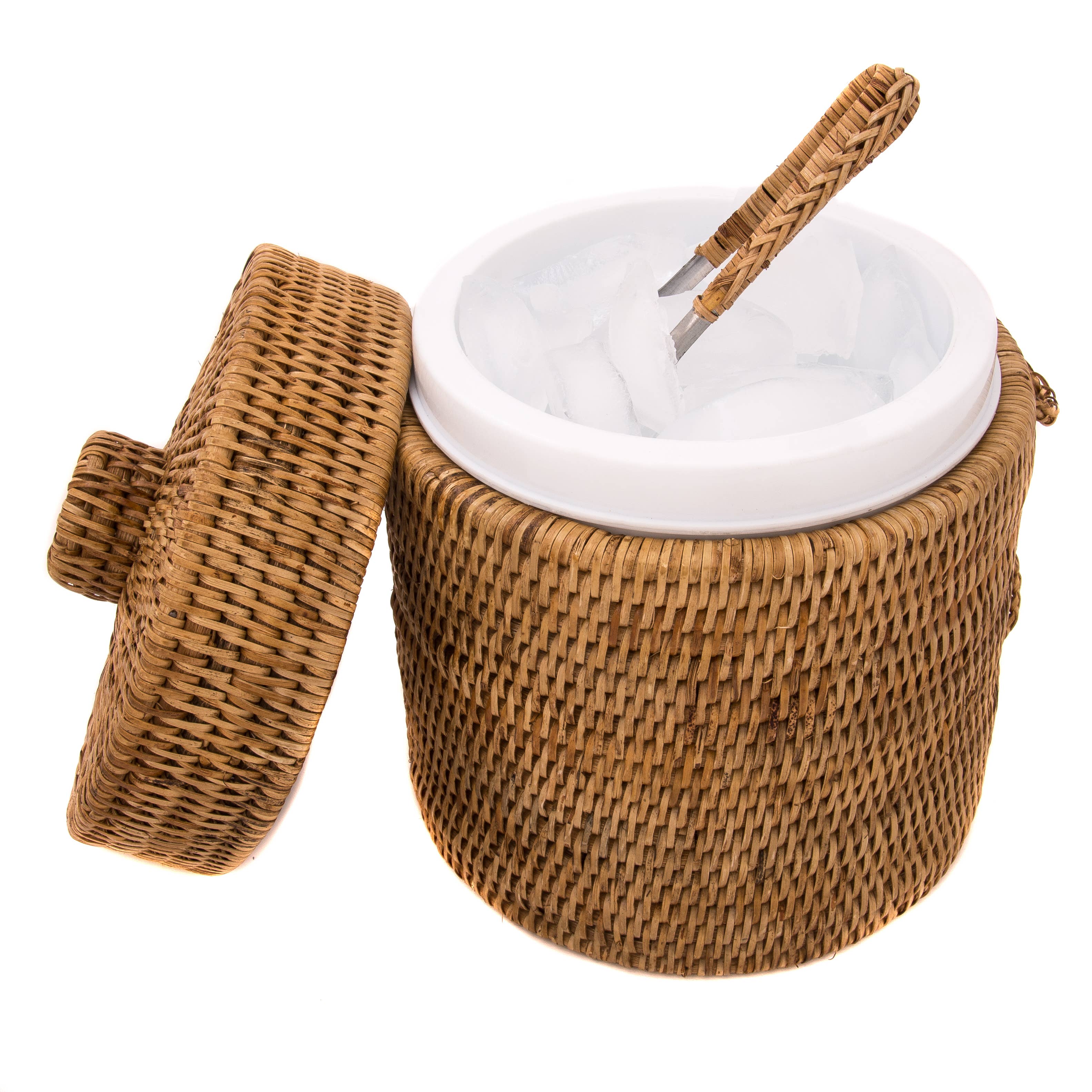 Artifacts Rattan Ice Bucket with Tongs