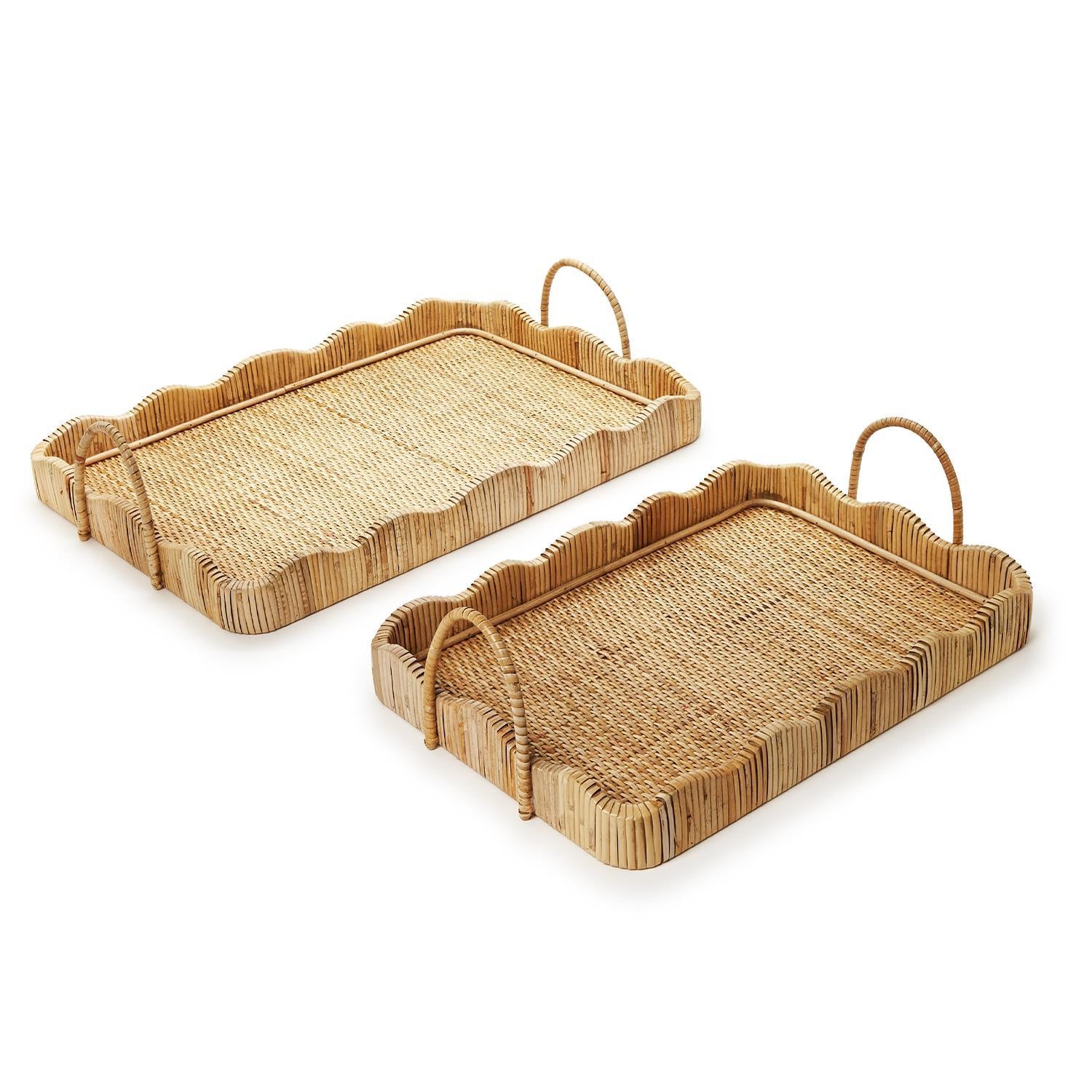 Scalloped Edge Trays with Handle- 2 sizes