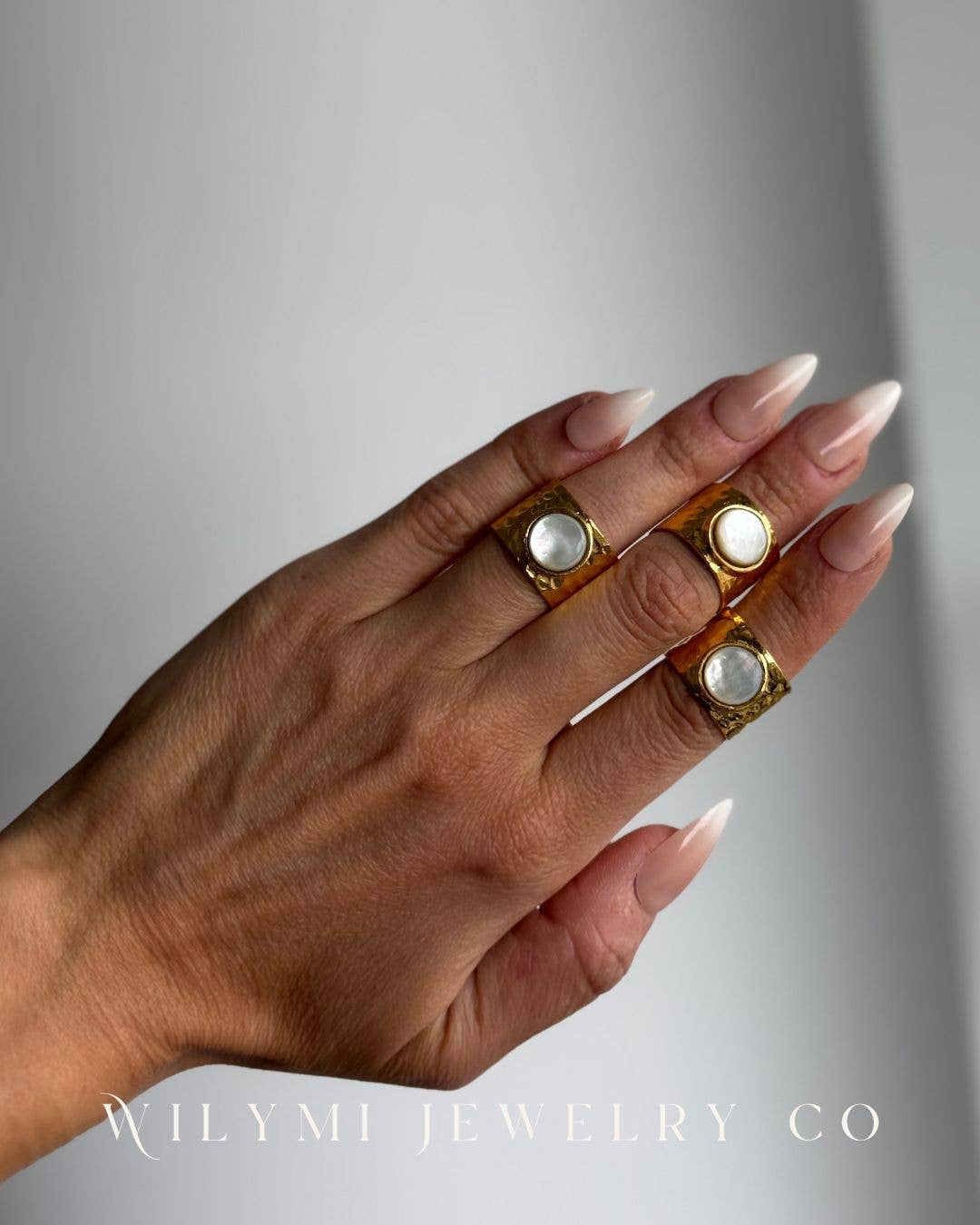 CLARITY Mother of Pearl Ring | Round Cut MOP Stones | 24k GF