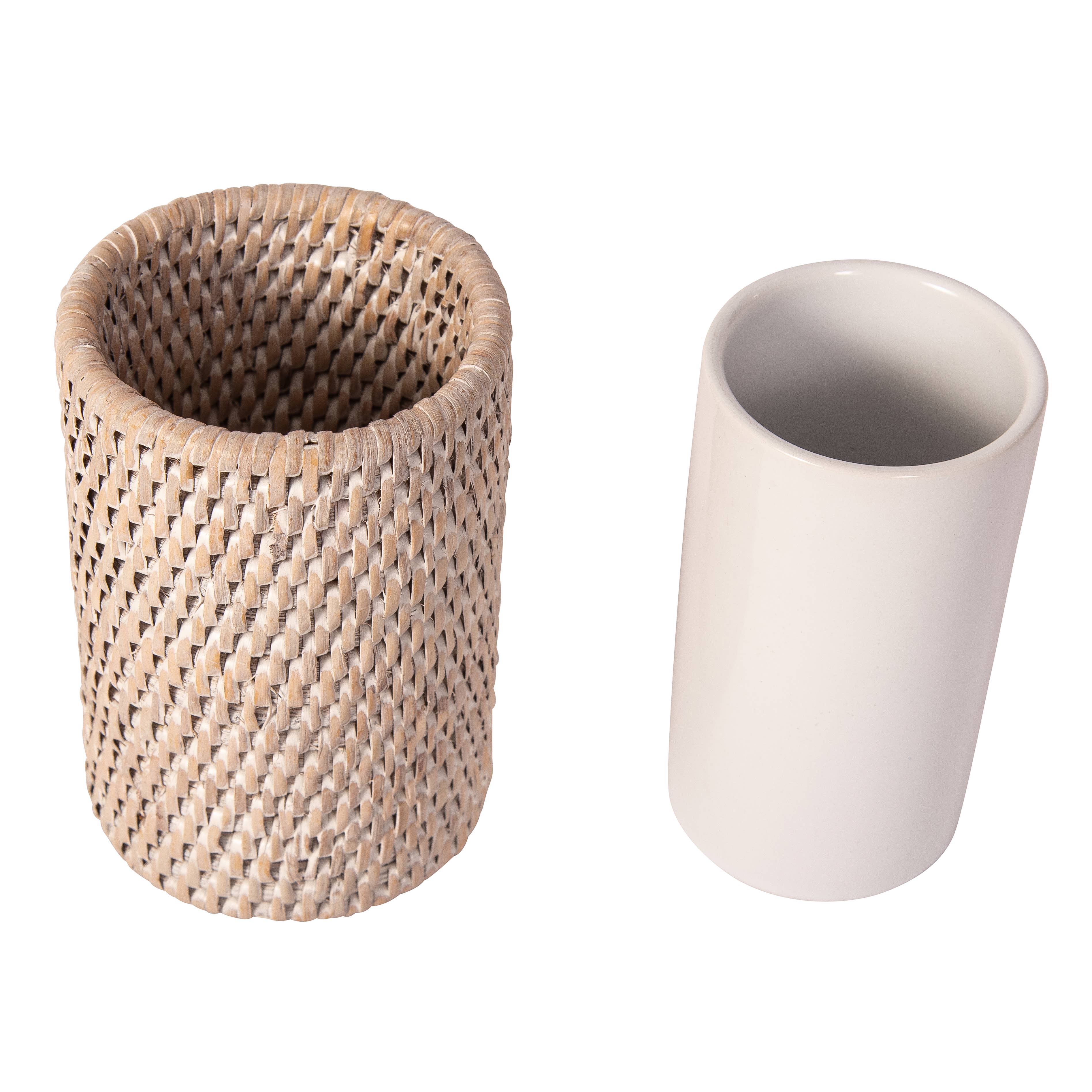 Artifacts Rattan Round Tumbler with Ceramic Insert