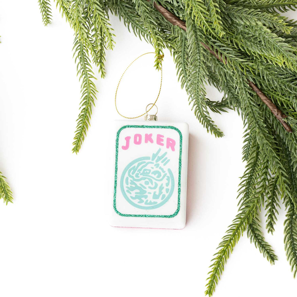 Mahjong Joker Tile Boxed Glass Ornament