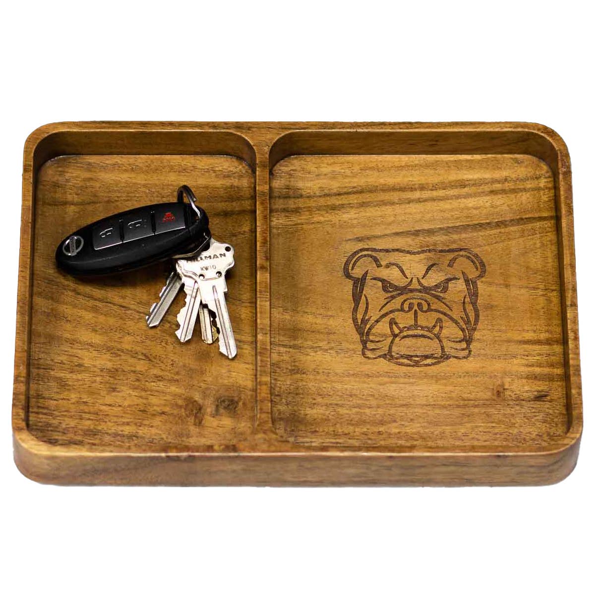 Bulldog Etched Wood Valet Tray Natural 10x7x1
