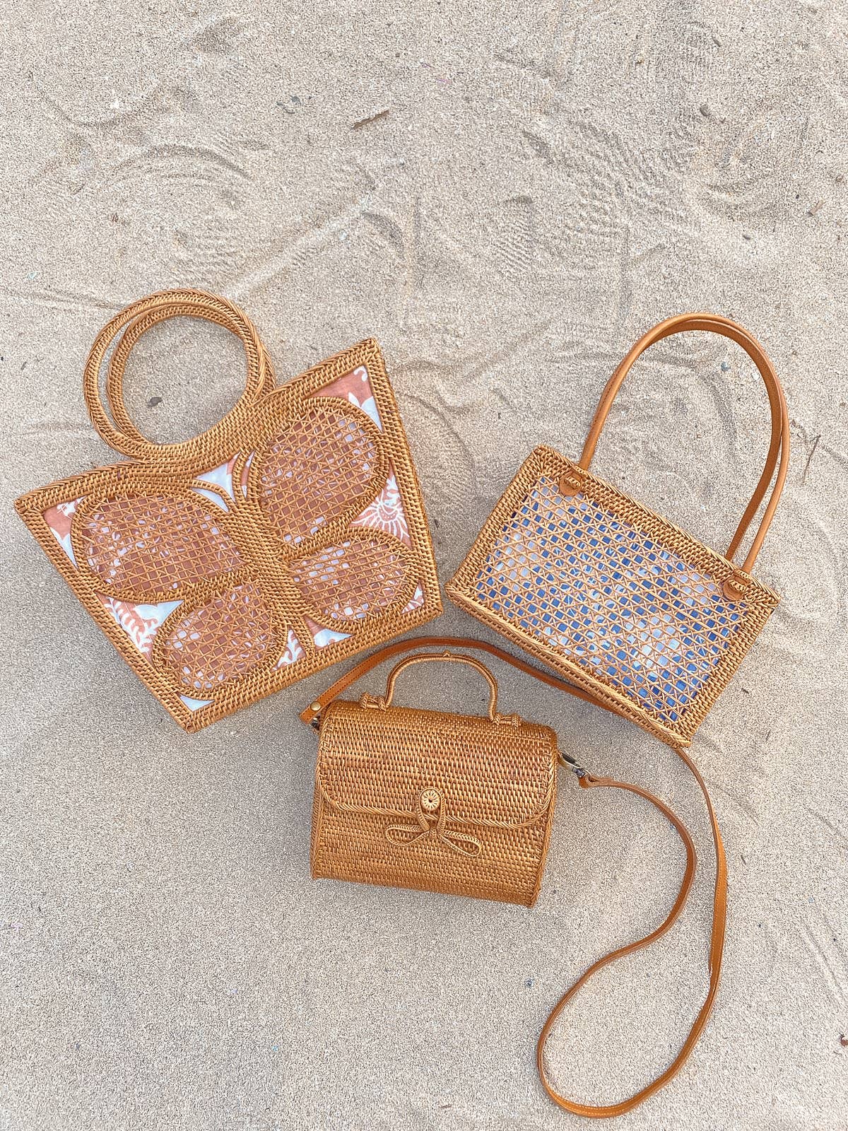 Top Handle Rattan Crossbody