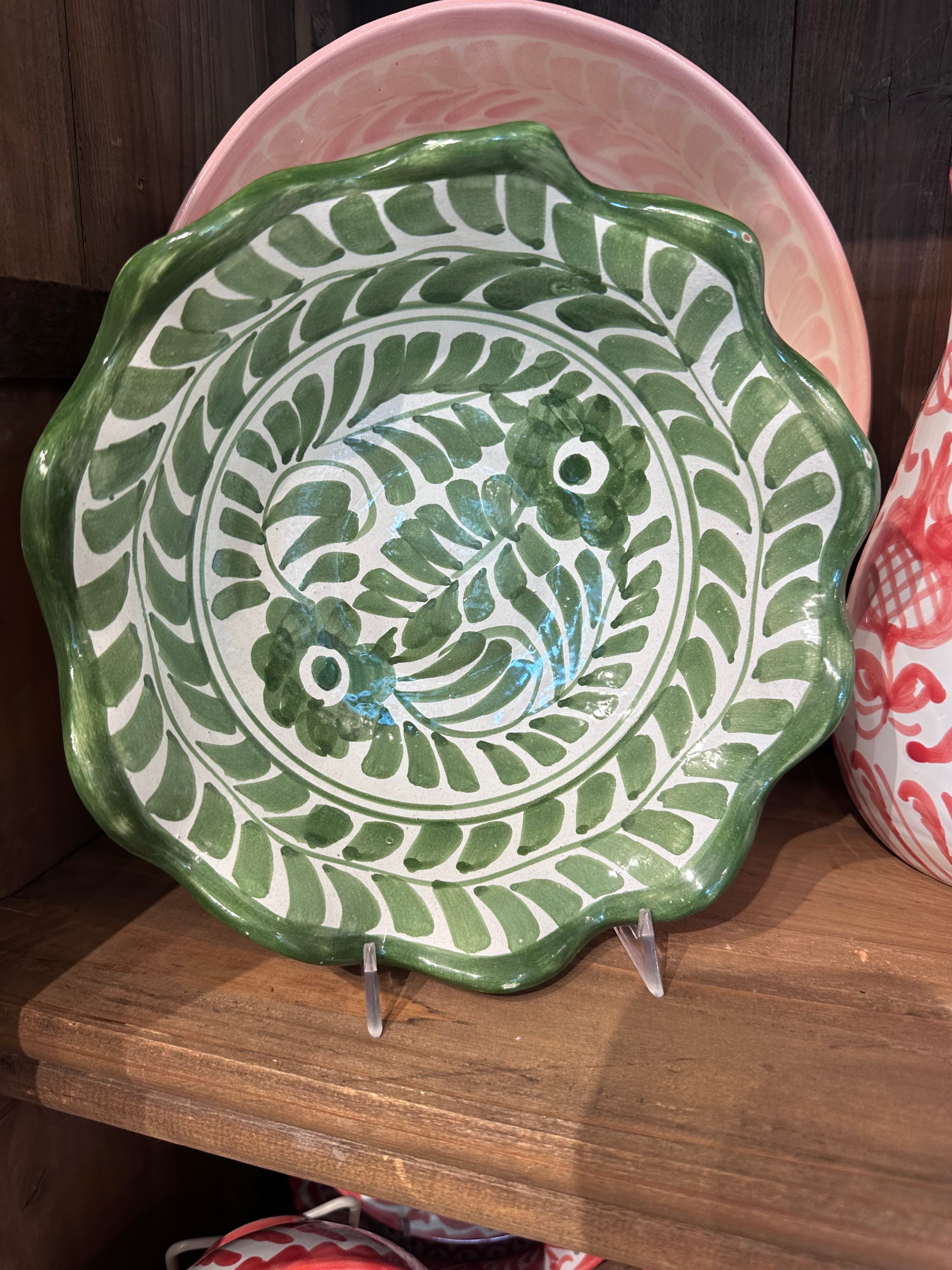 Ivy Green Scalloped Small Bowl