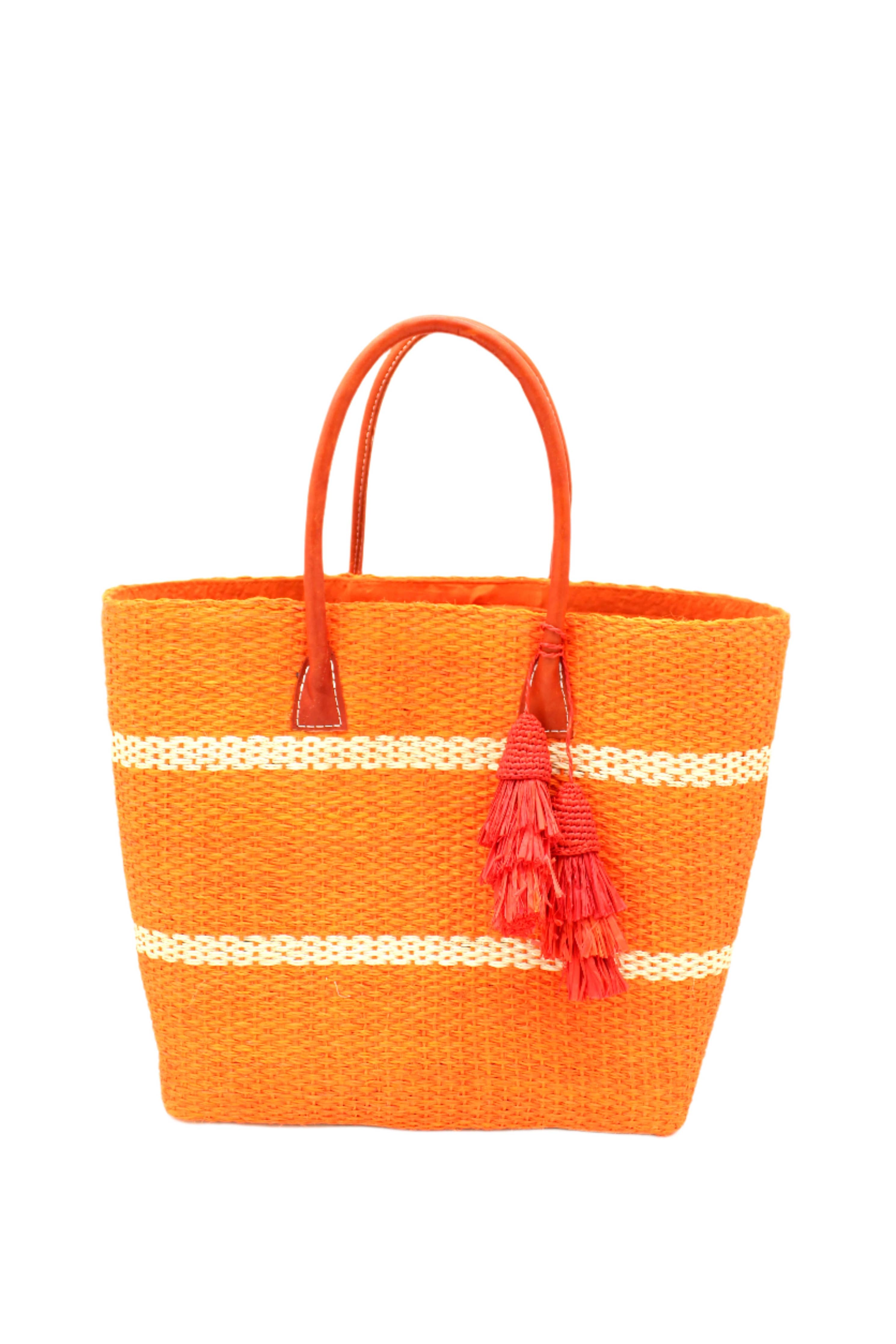 Havana Sisal Basket Bag with Tassel Charm Embellishment