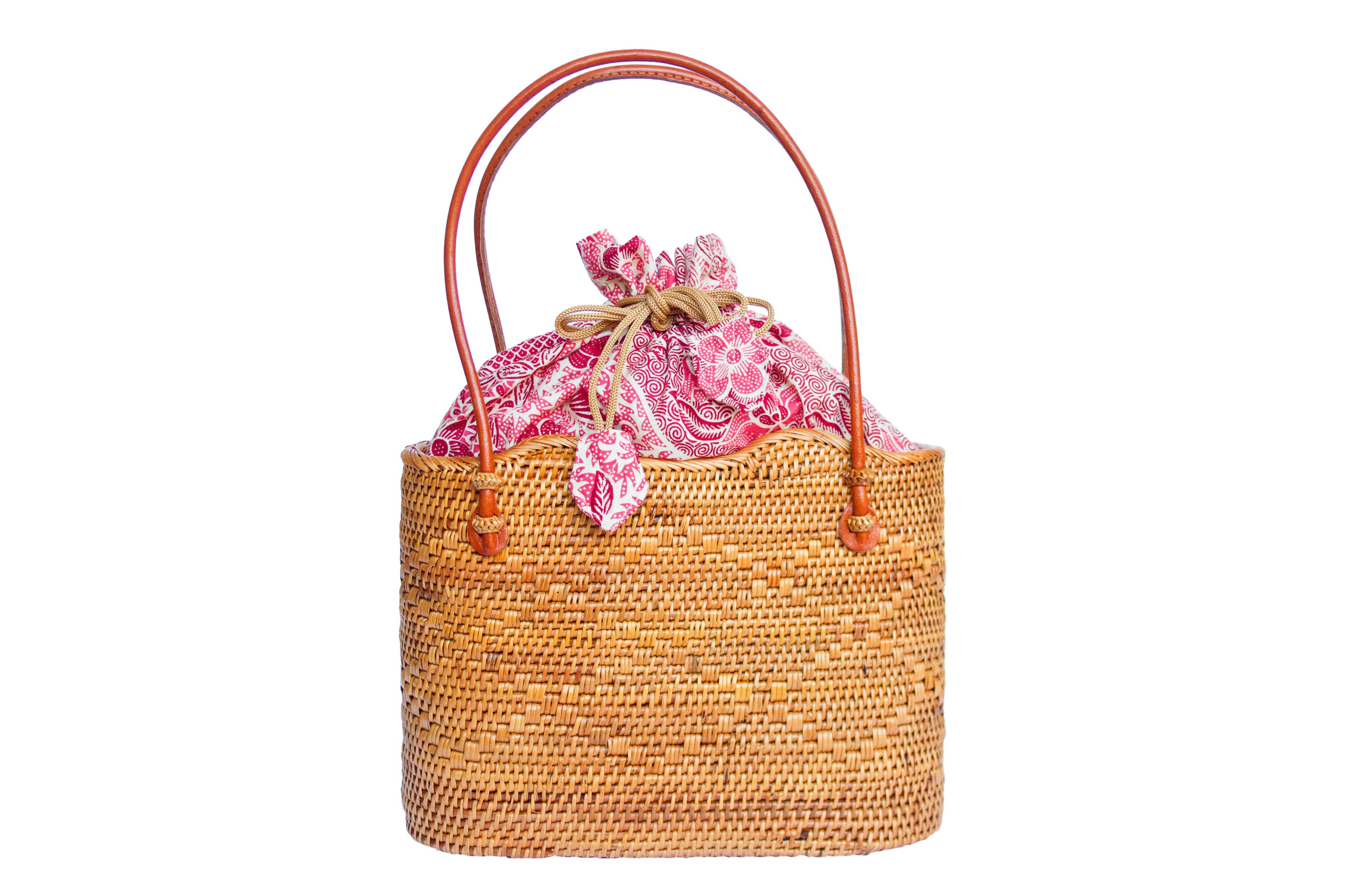 Rattan Shoulder Basket Tote Bag
