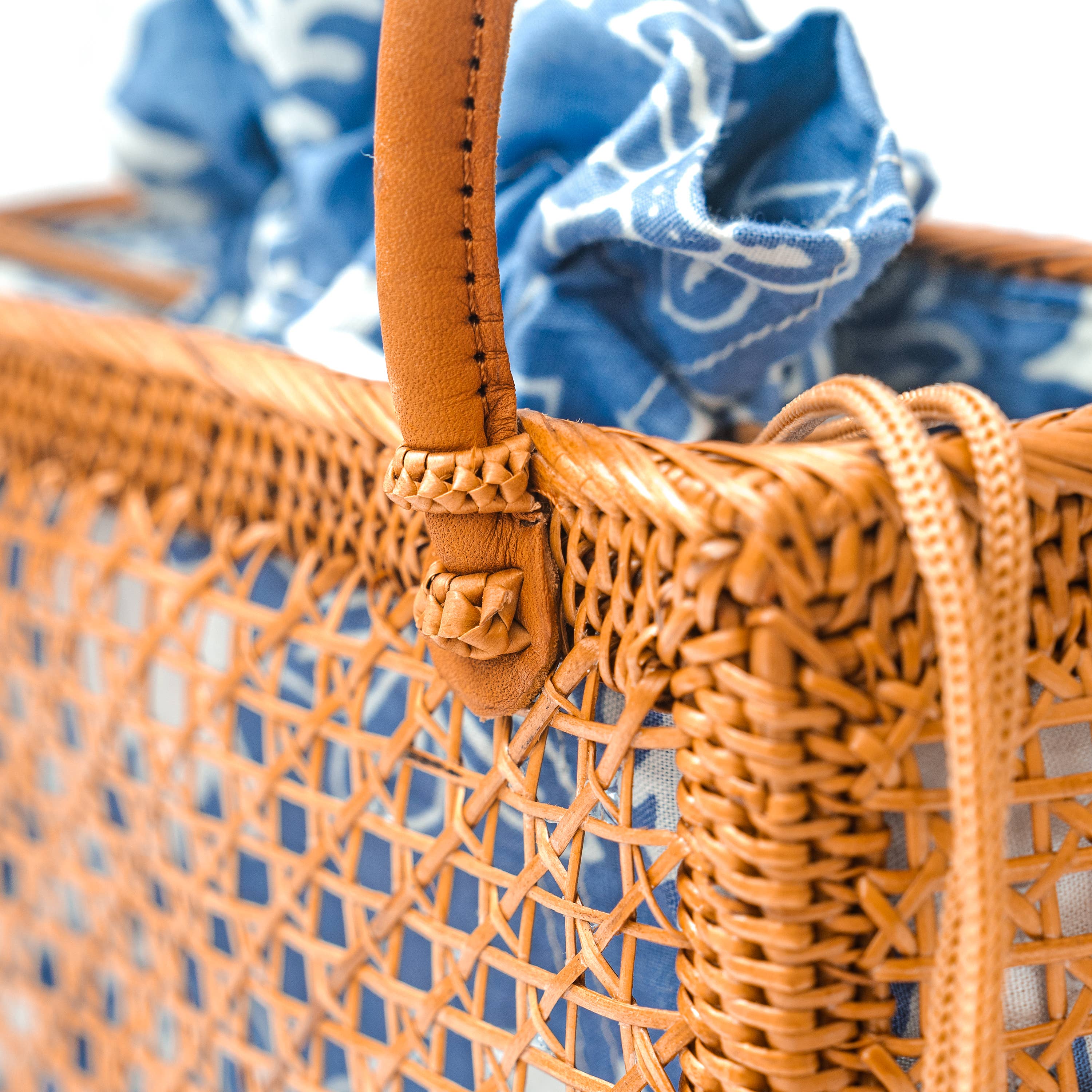 Rattan Mesh Top Handle Tote Bag