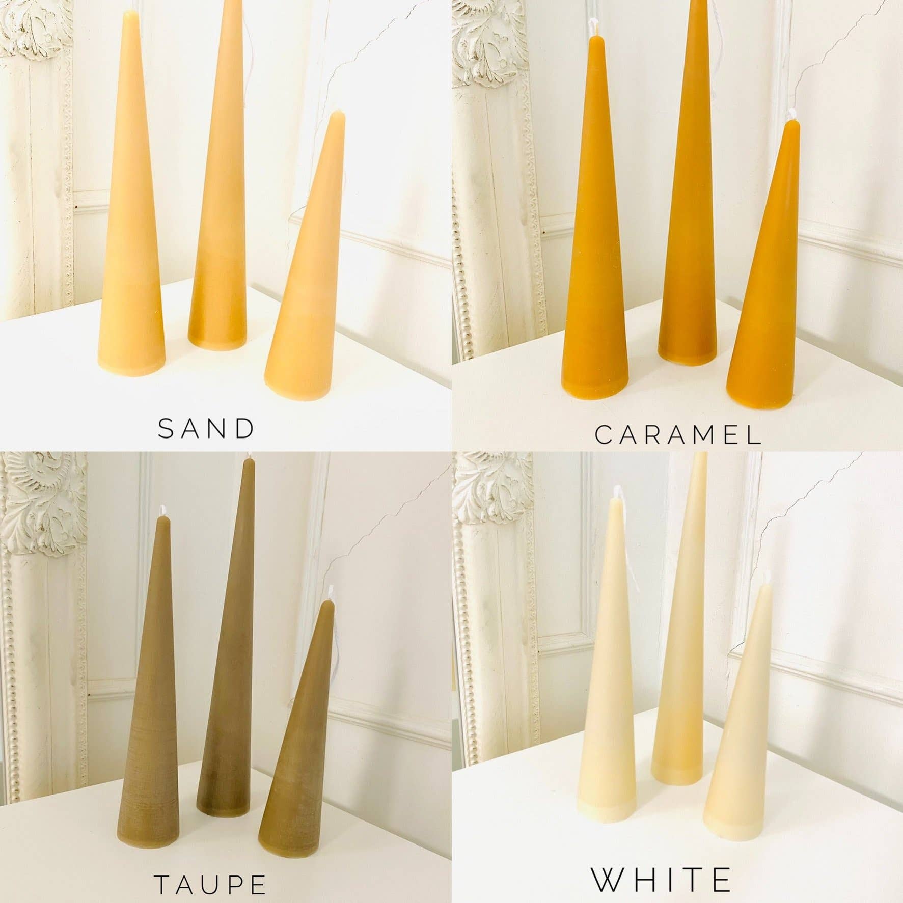 Neutrals Slim Cone Taper Beeswax Candle