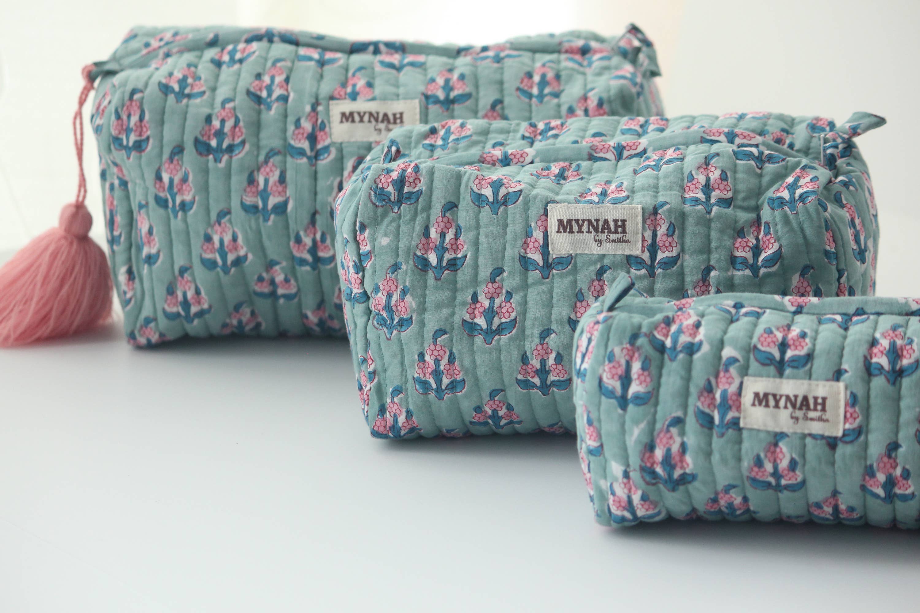 Eucalyptus floral travel/make up/organizer/bag-Set of 3