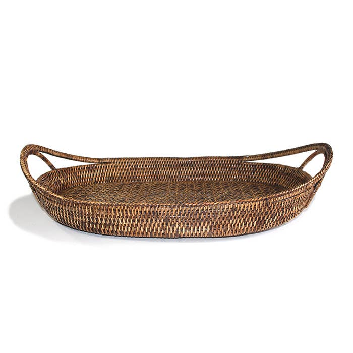 Oval Tray Open Lace Weave - 21x14x2.75'H