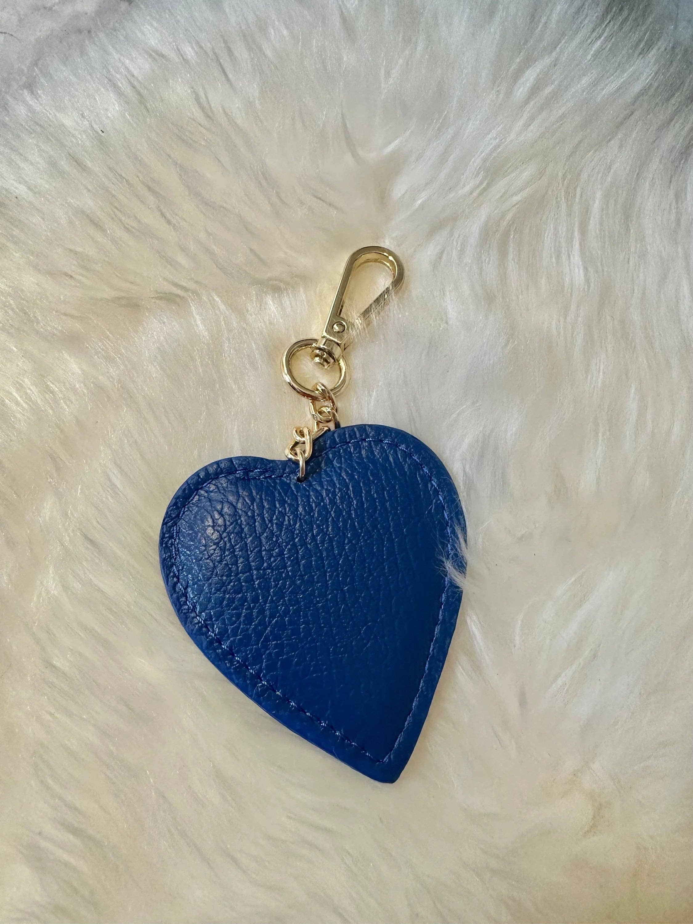 Genuine leather heart keychain