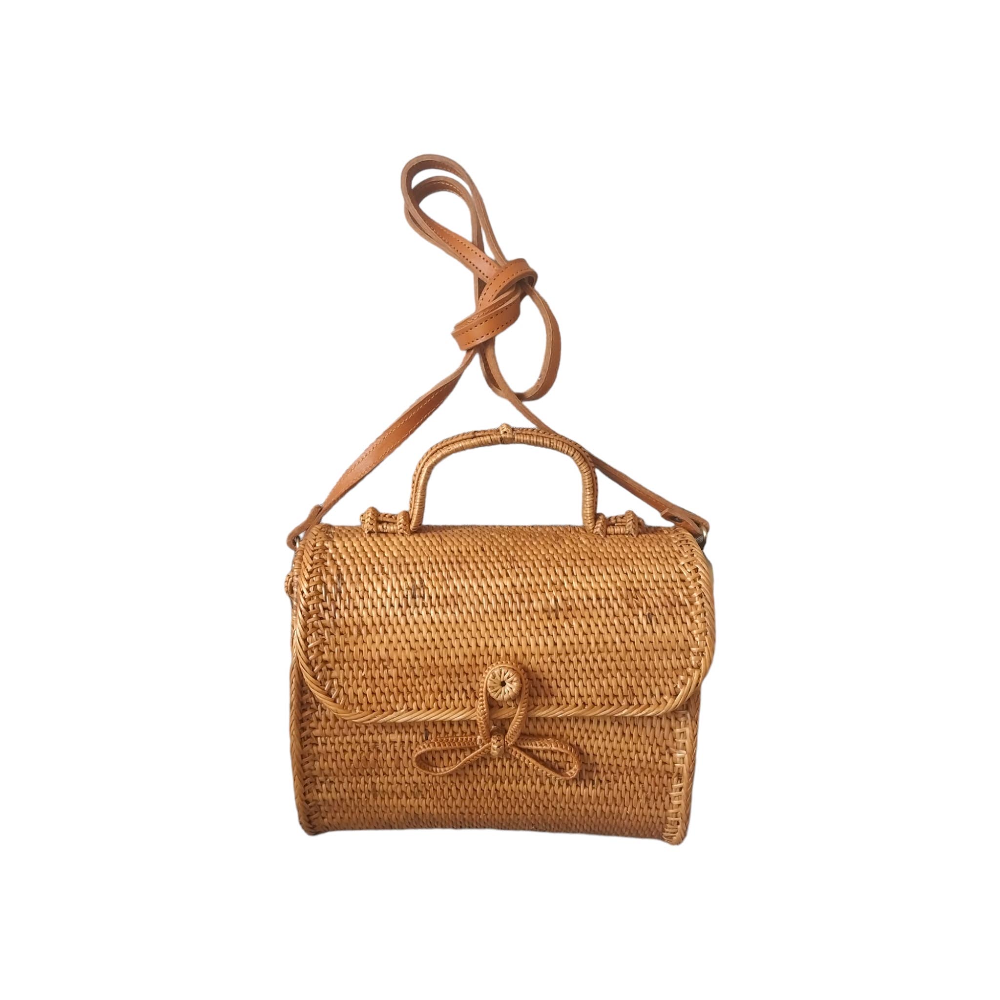 Top Handle Rattan Crossbody