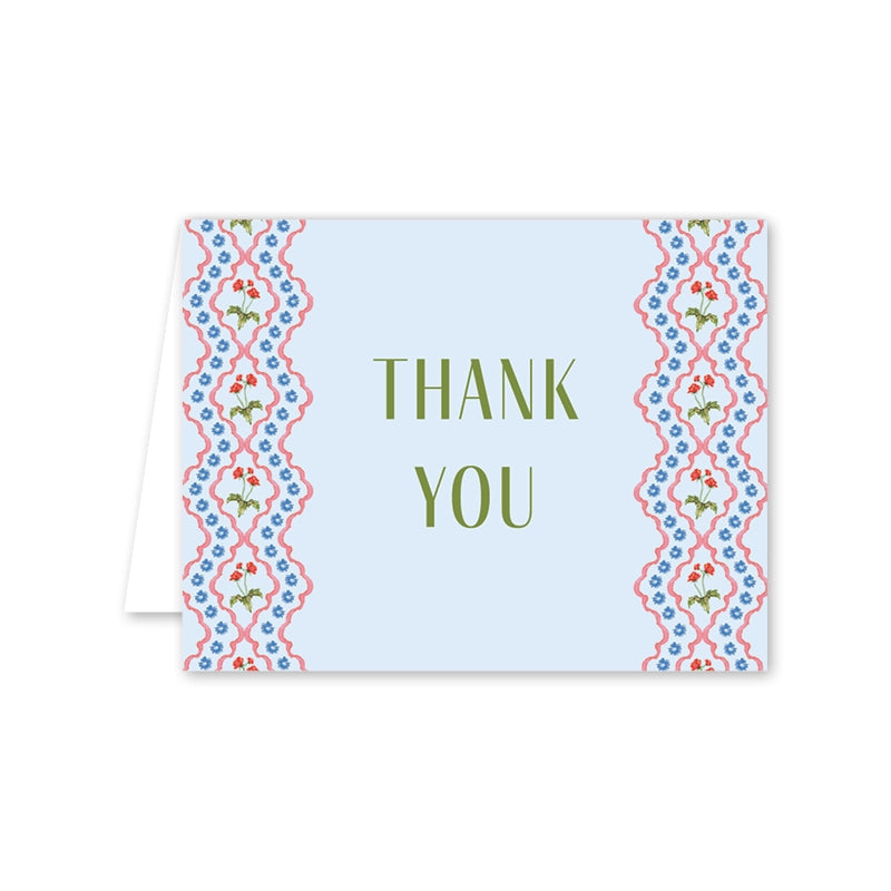 Lamia Damask Blue Thank You Card Set