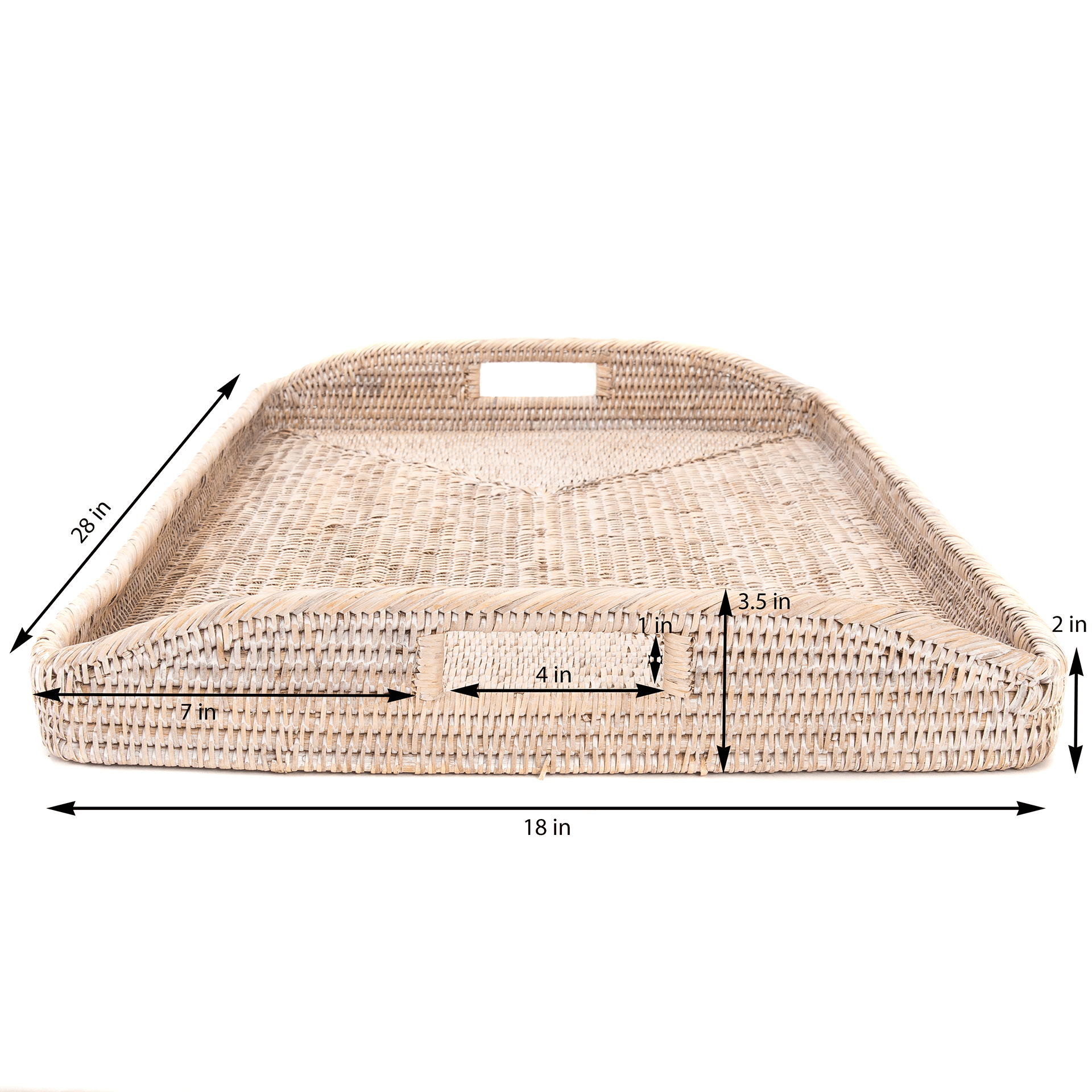 Artifacts Rattan™ Rectangular Ottoman Tray with High Handles