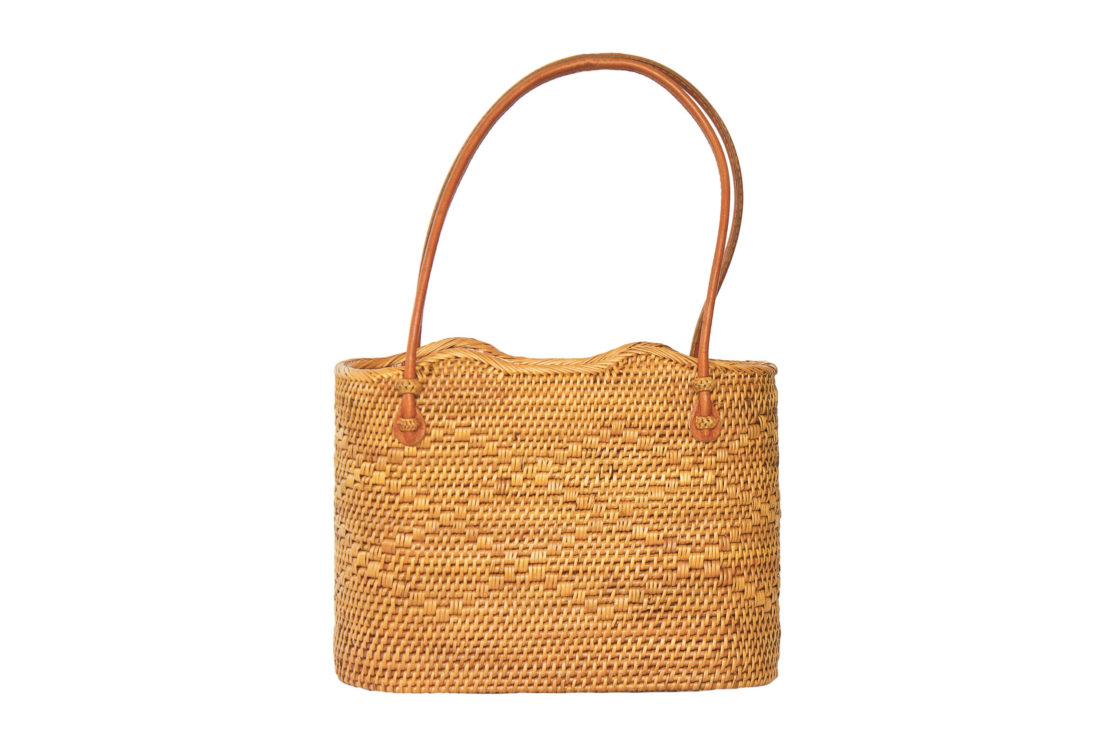 Rattan Shoulder Basket Tote Bag