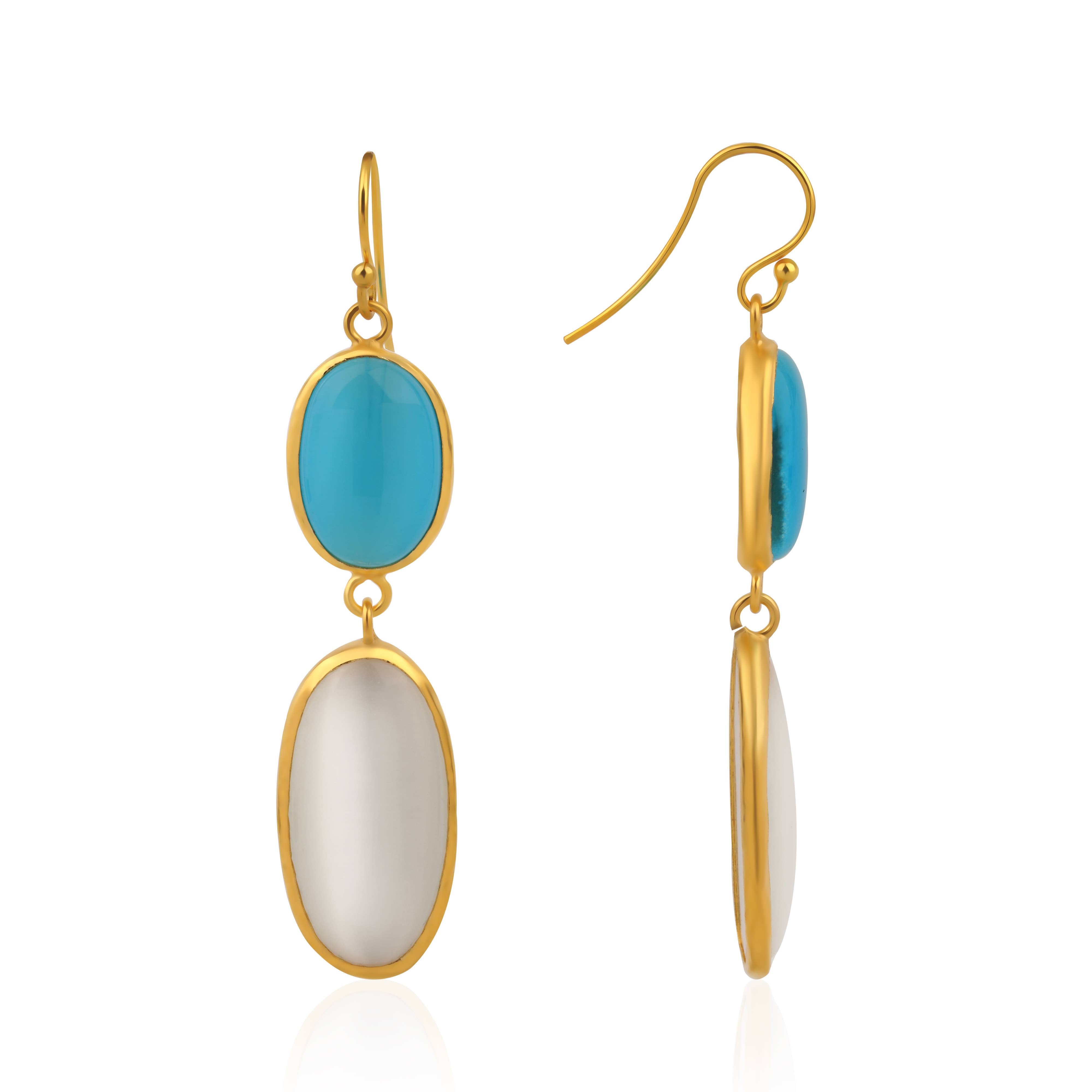 CORE | BLUE & WHITE COLOR BLOCK EARRINGS