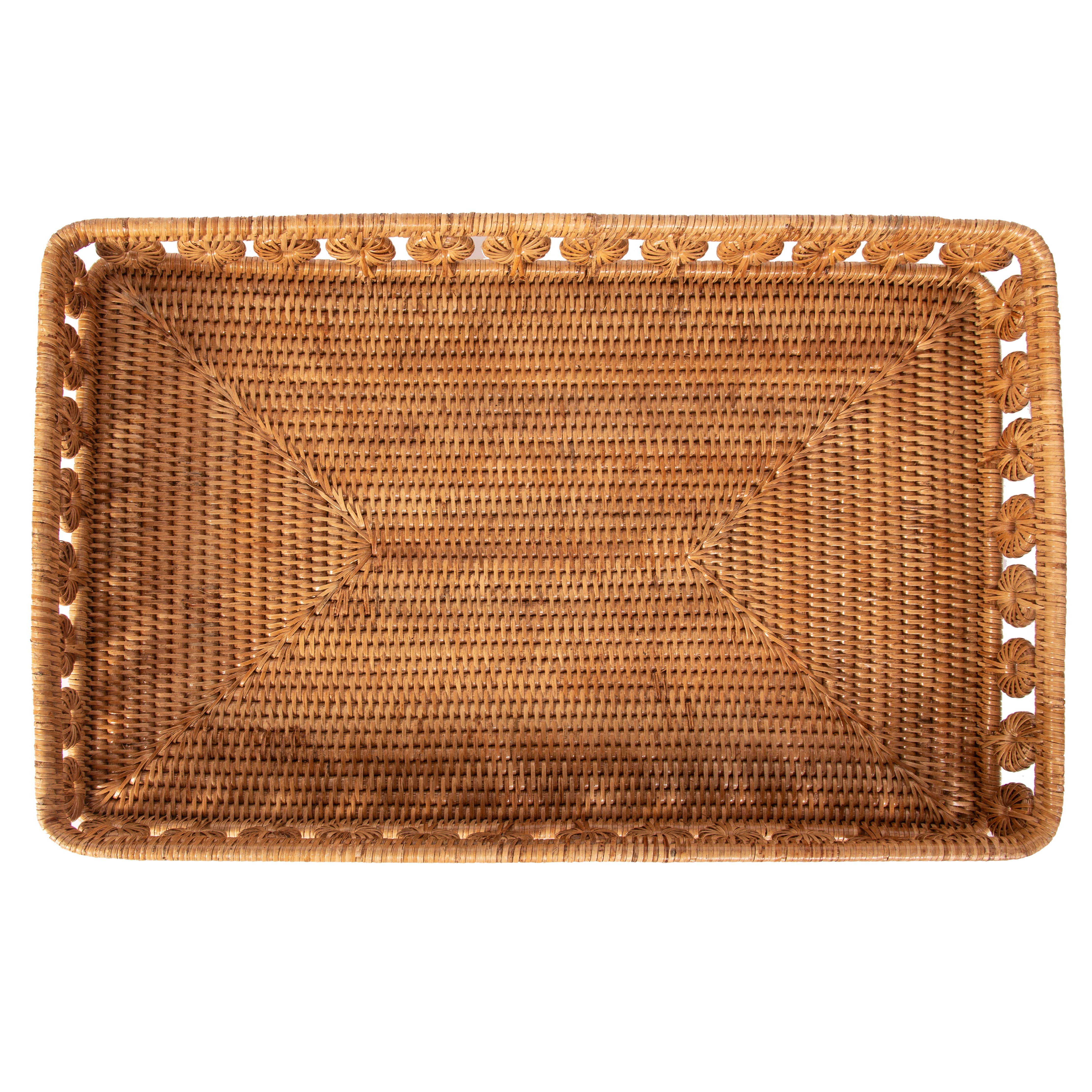 Rectangular Rattan Tray with Glass Insert – Serveware