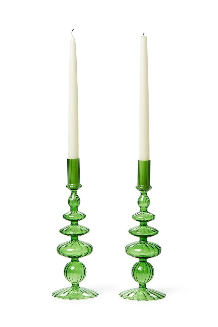 Glass Candlesticks Set of 2