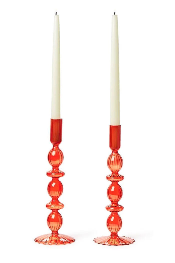 Glass Candlesticks Set of 2