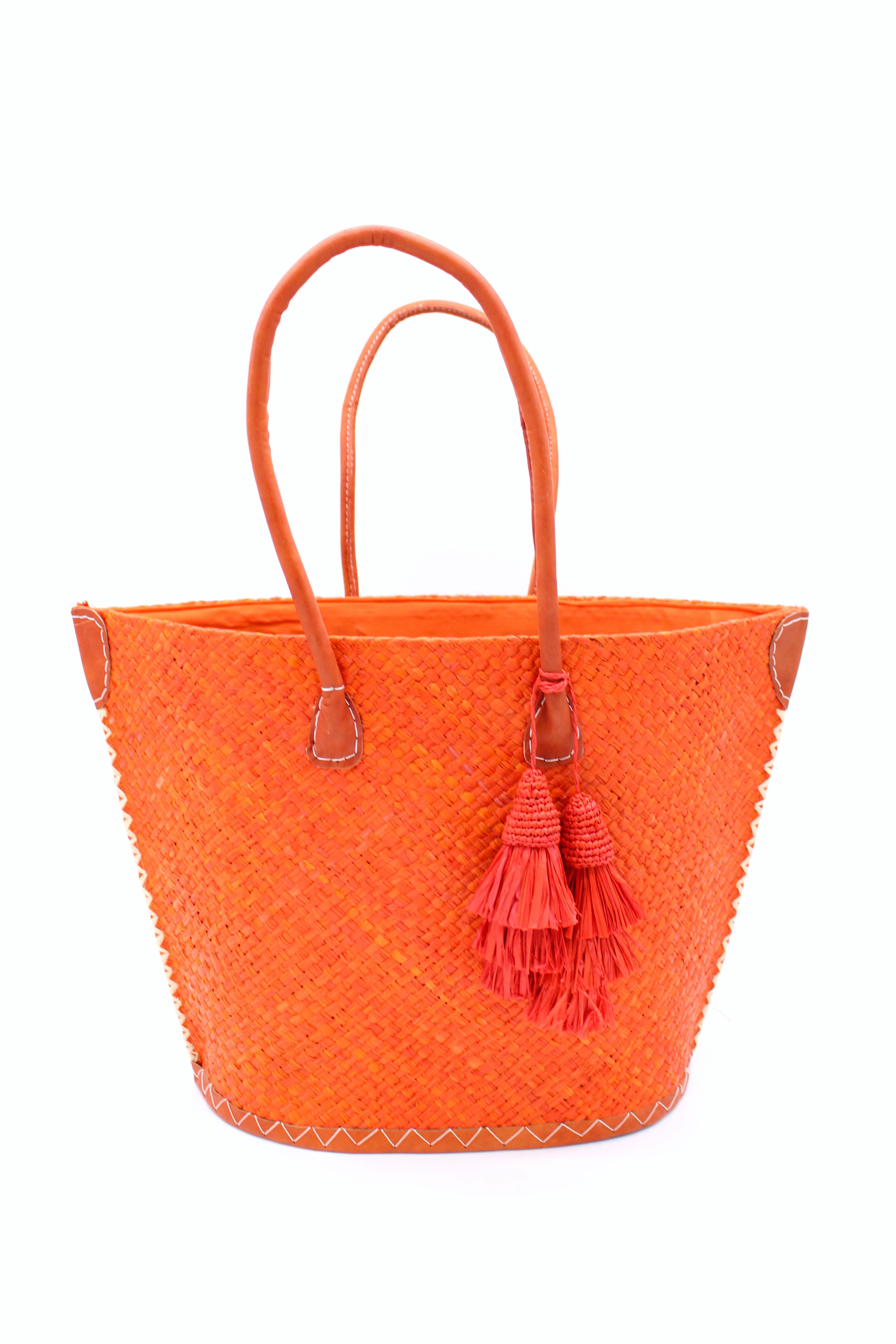 Santa Ynez Woven Small Straw Tote Bag with Tassel Charm