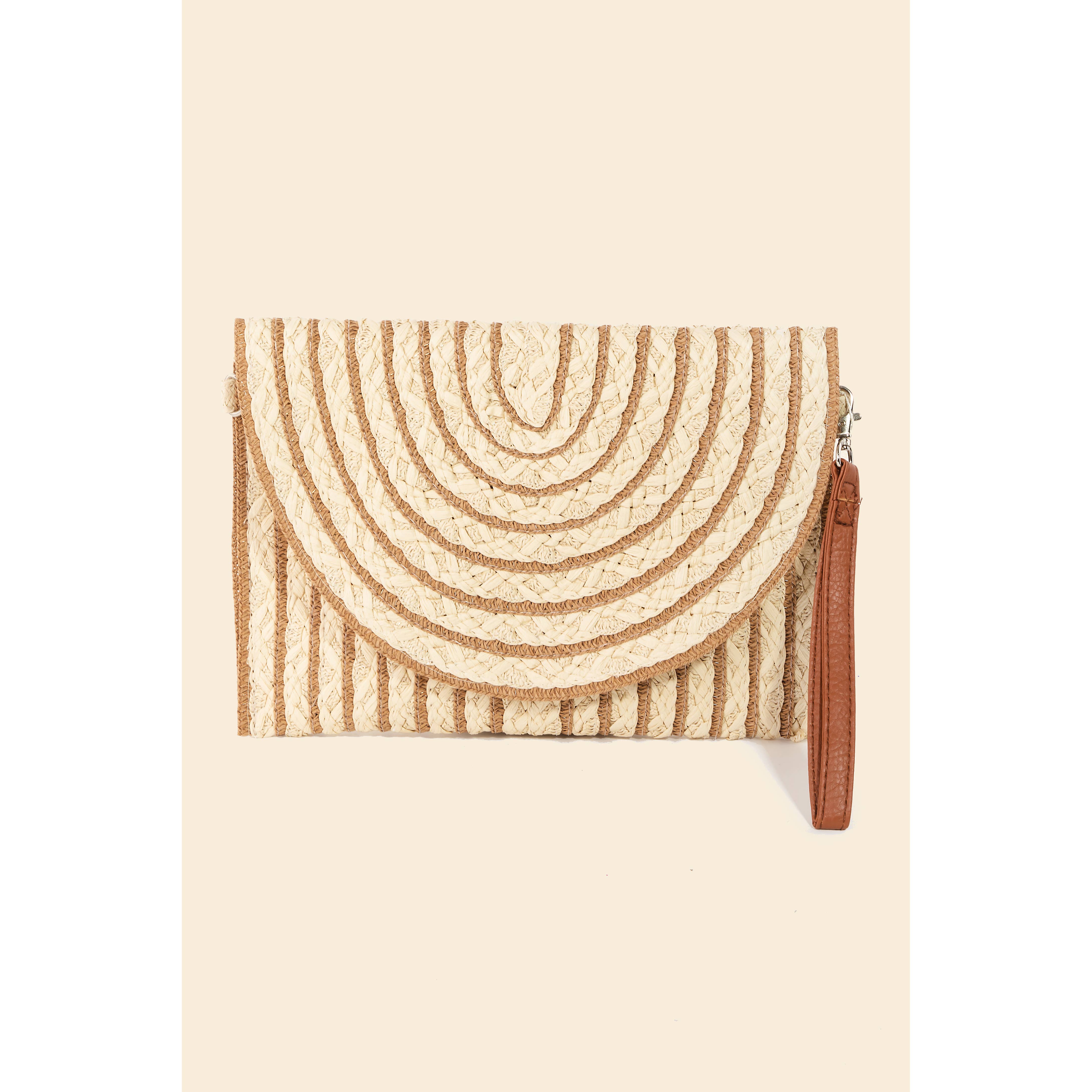 Rectangle Straw Striped Clutch Bag
