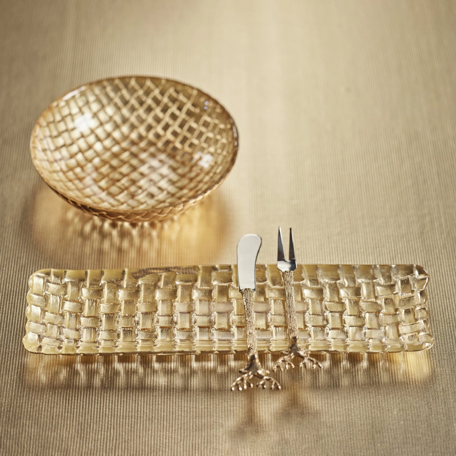 Braided Glass Bowl - Gold
