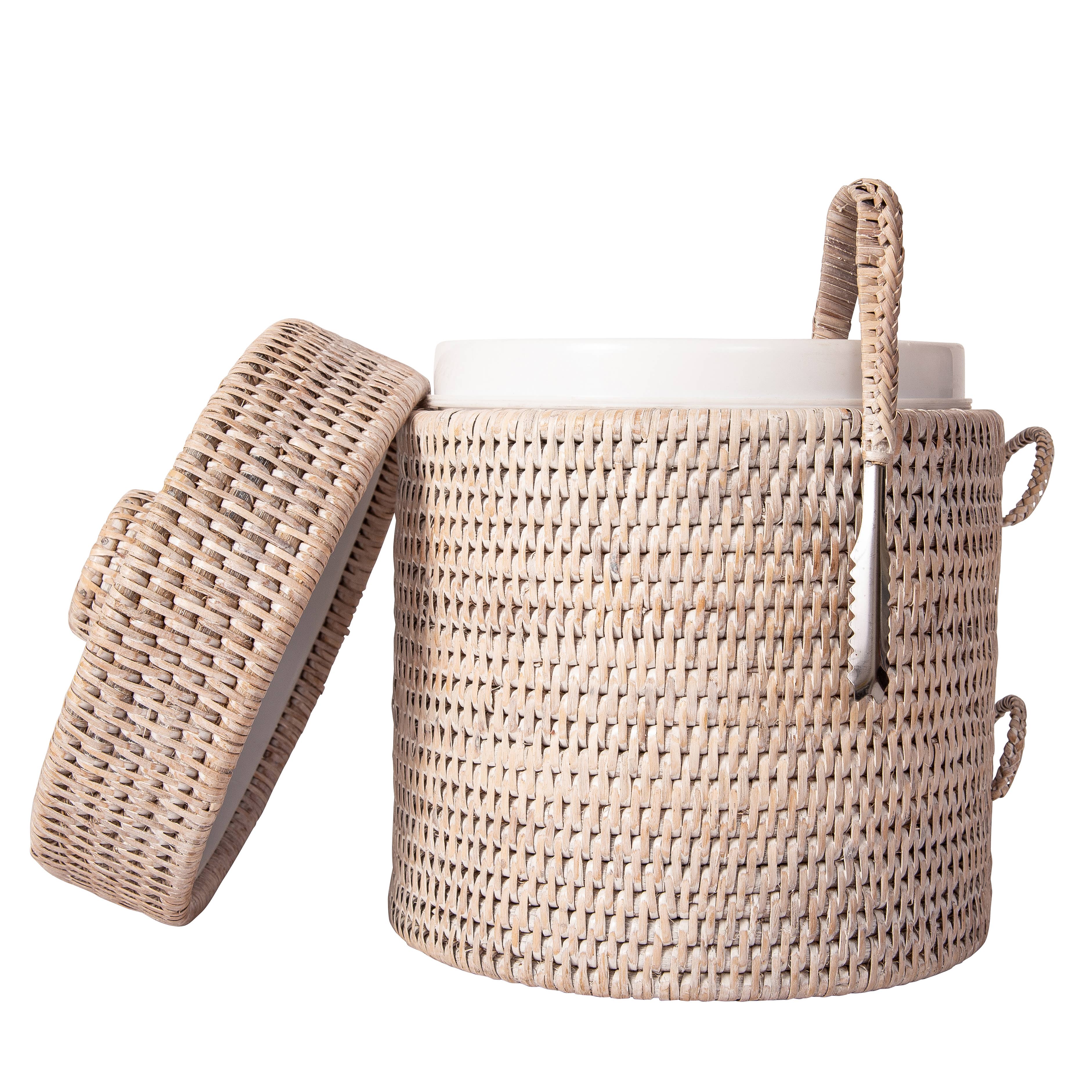 Artifacts Rattan Ice Bucket with Tongs