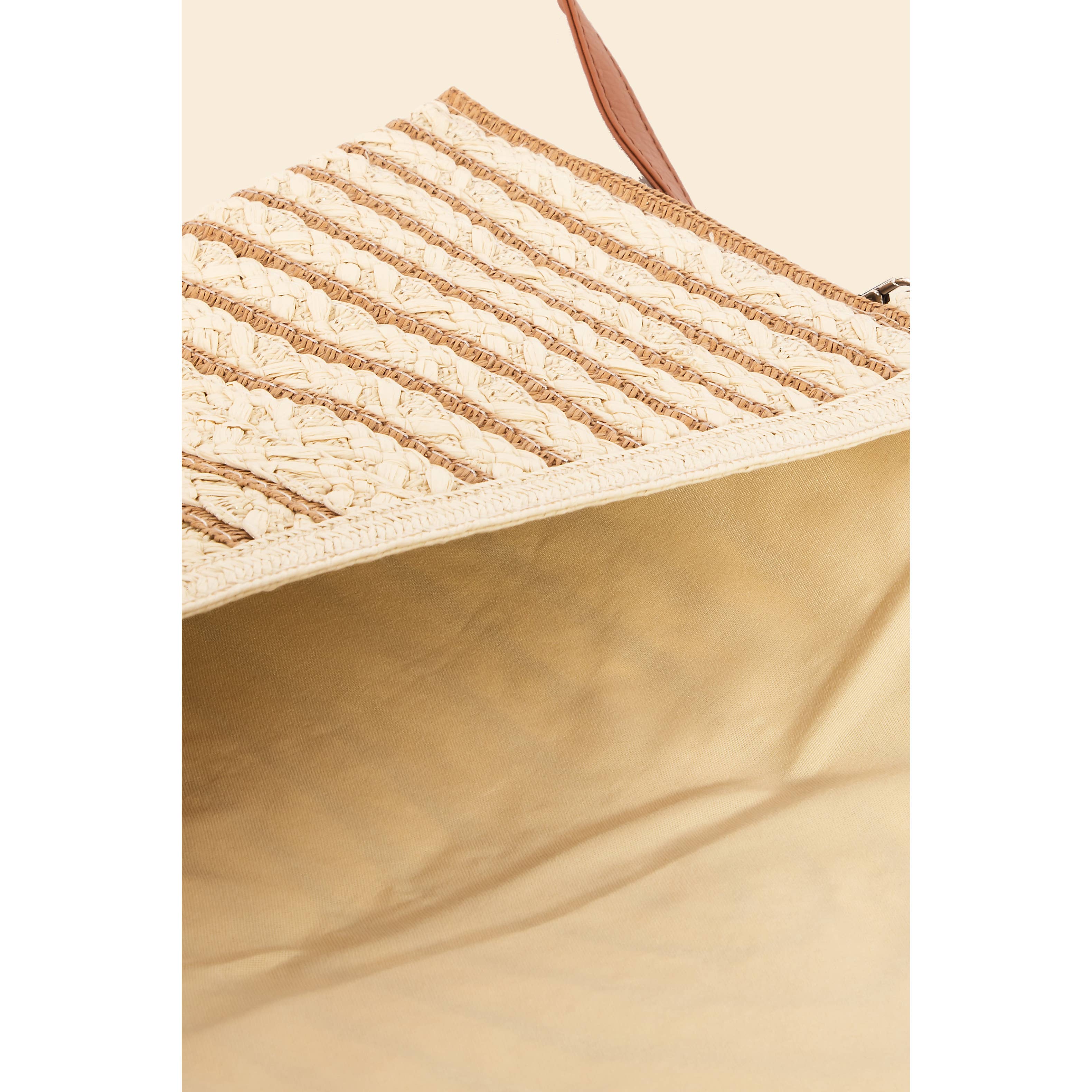 Rectangle Straw Striped Clutch Bag