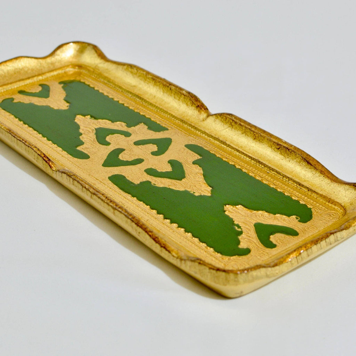 Florentine Carved Gilded Wood Narrow Tray, Made in Italy