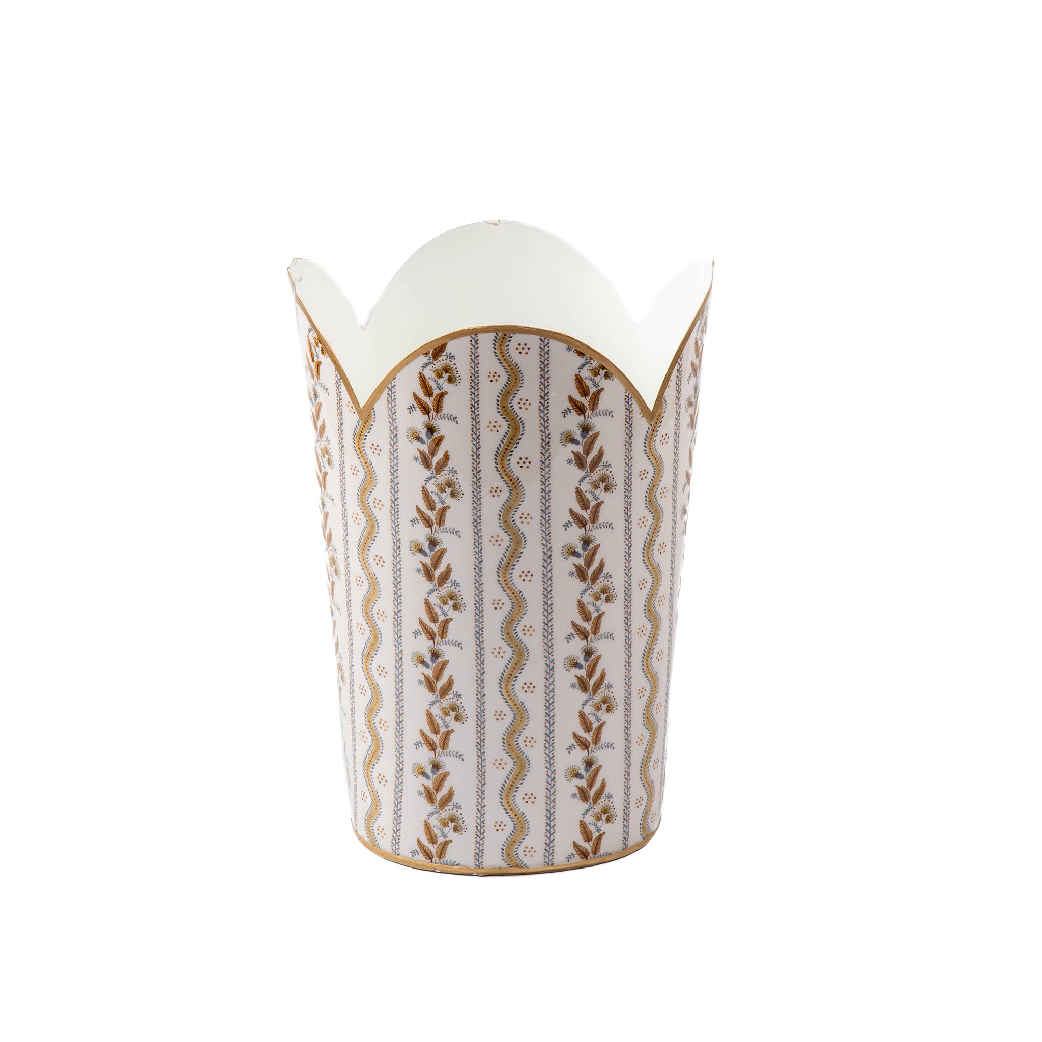 Emma Stripe Enameled Tulip Wastebasket