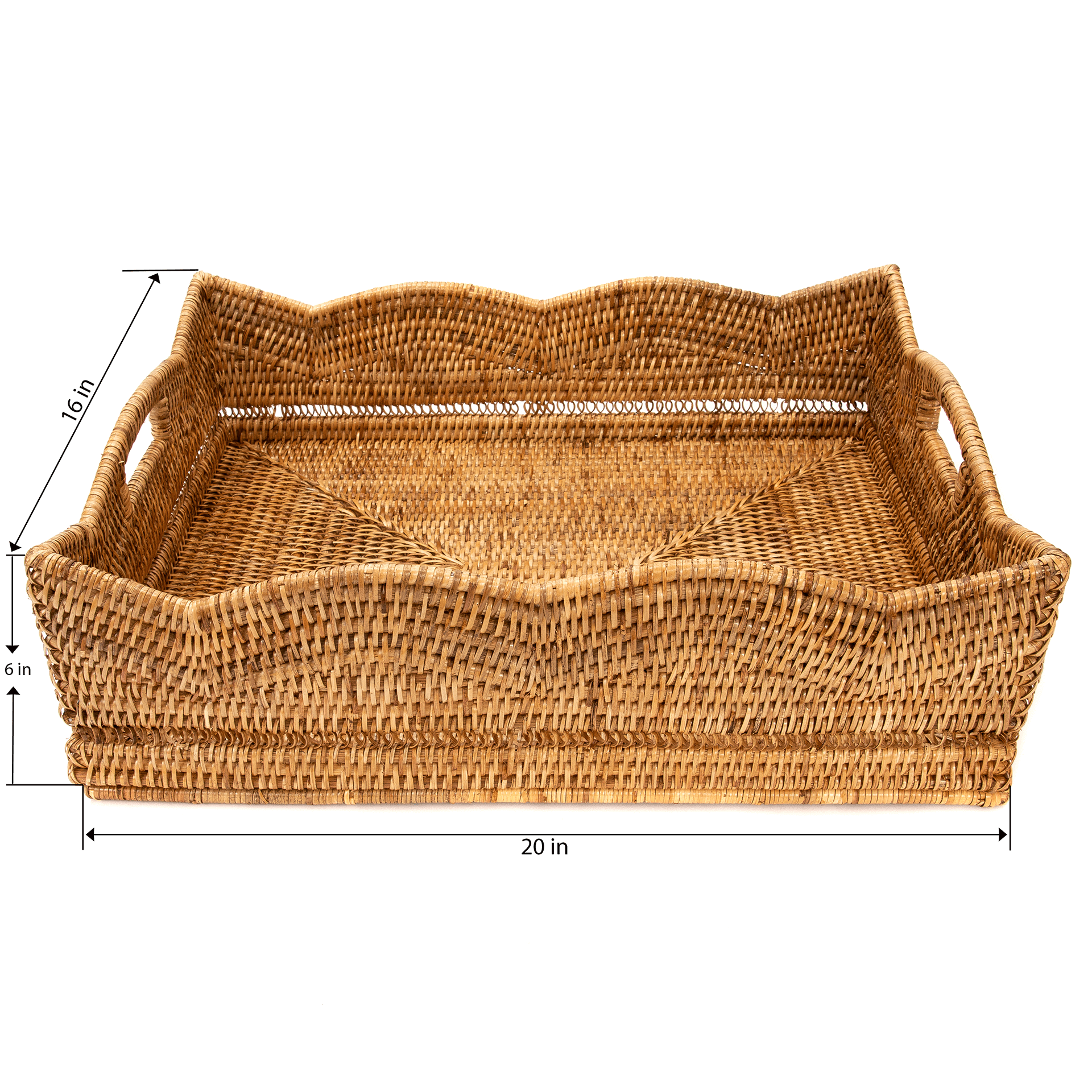 Artifacts Rattan Scallop Collection Rectangular Basket