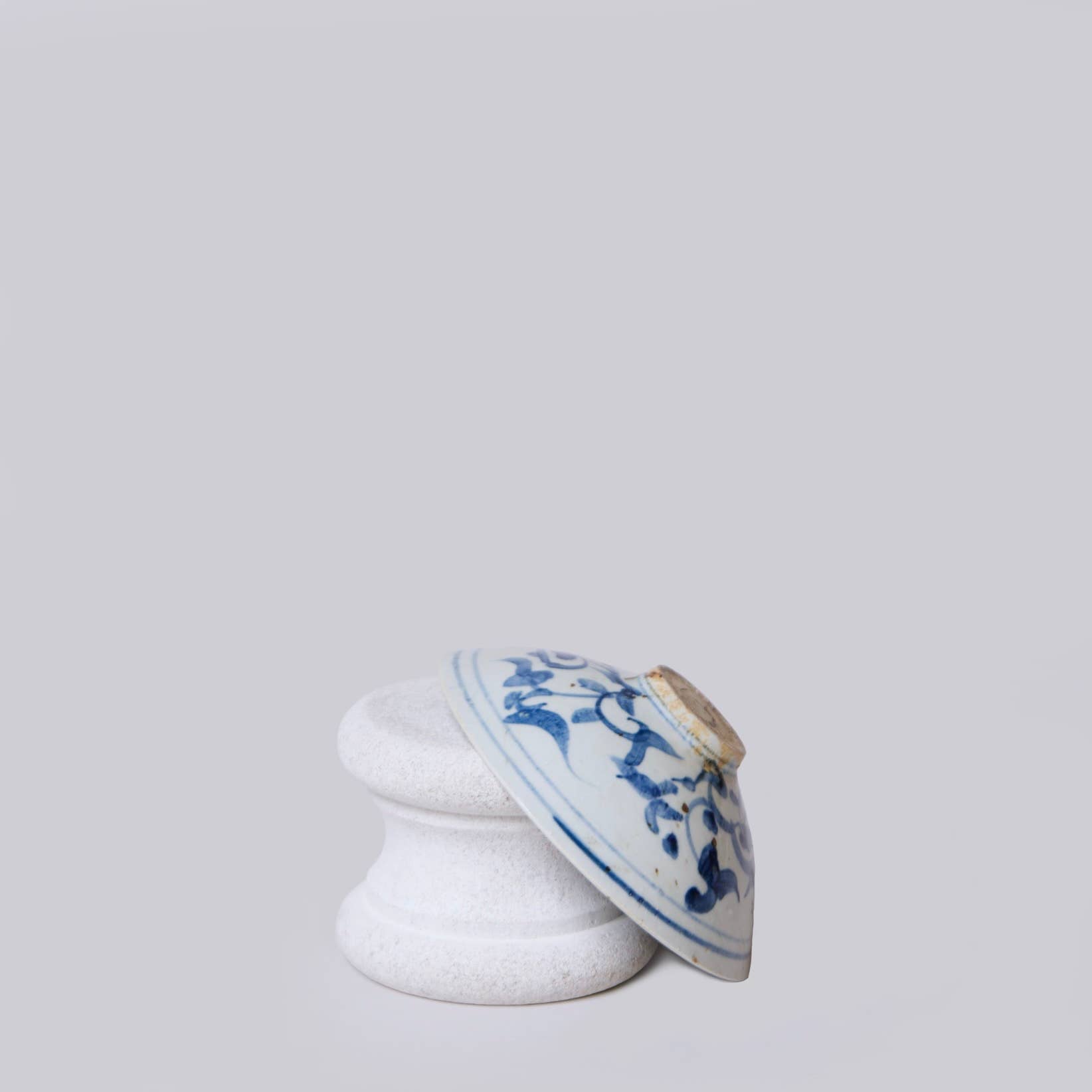 Blue & White Porcelain Floral Conical Bowl