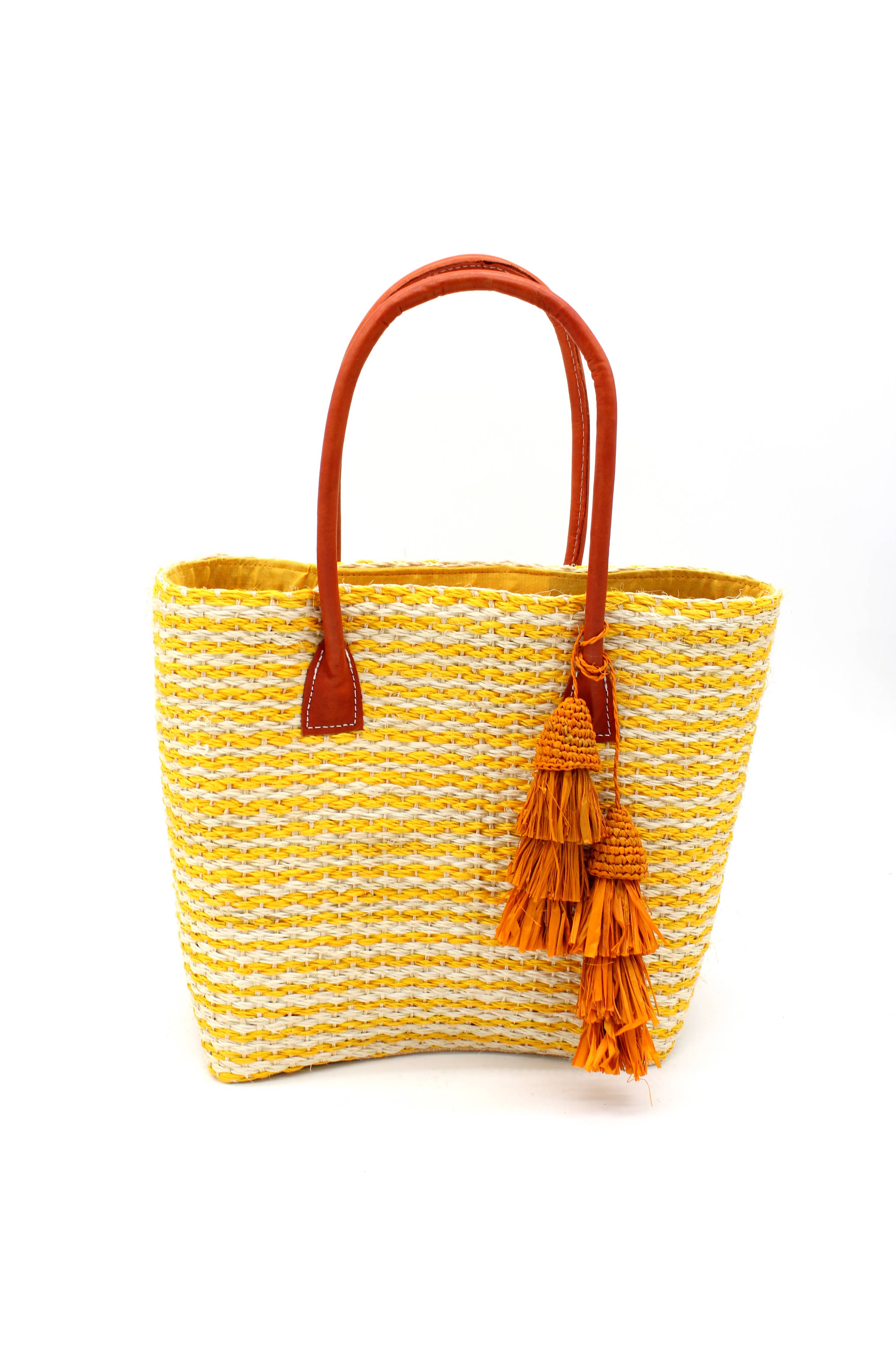Cancun Small Sisal Basket Bag with Tassel Charm