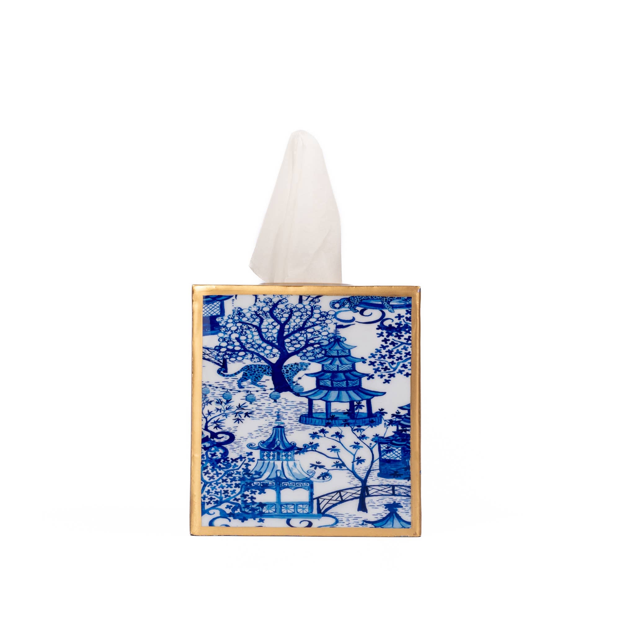 Garden Party Enameled Tissue Box Cover