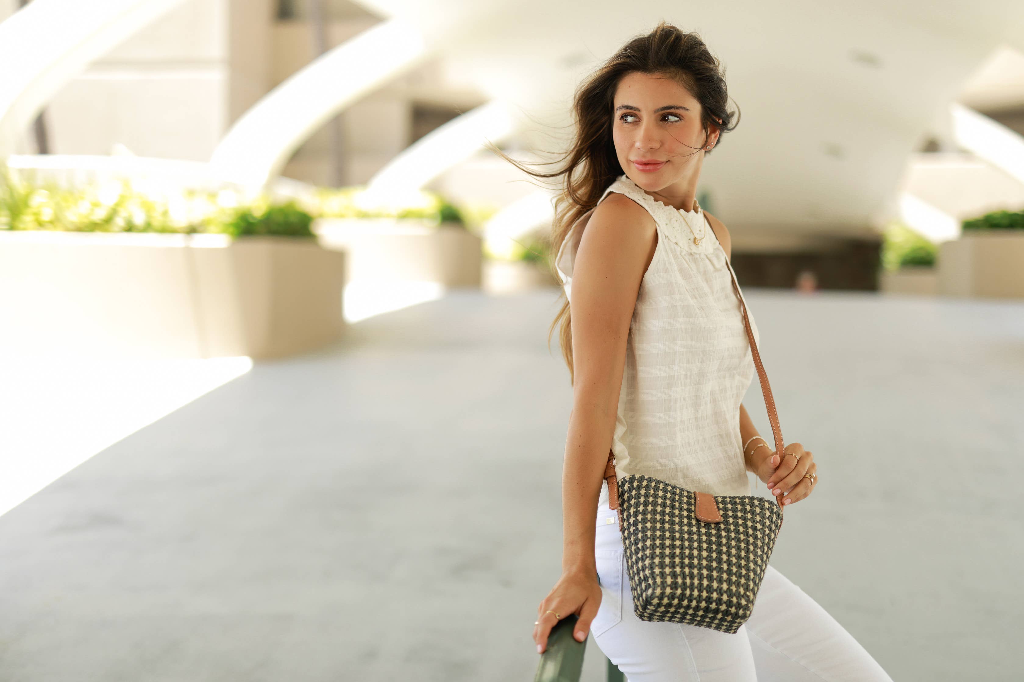 Dana Check Sisal Crossbody Bag