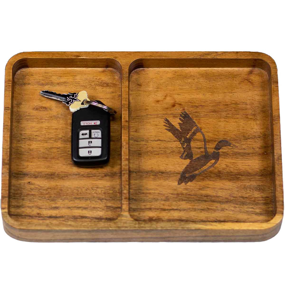 Duck Etched Wood Valet Tray Natural 10x7x1