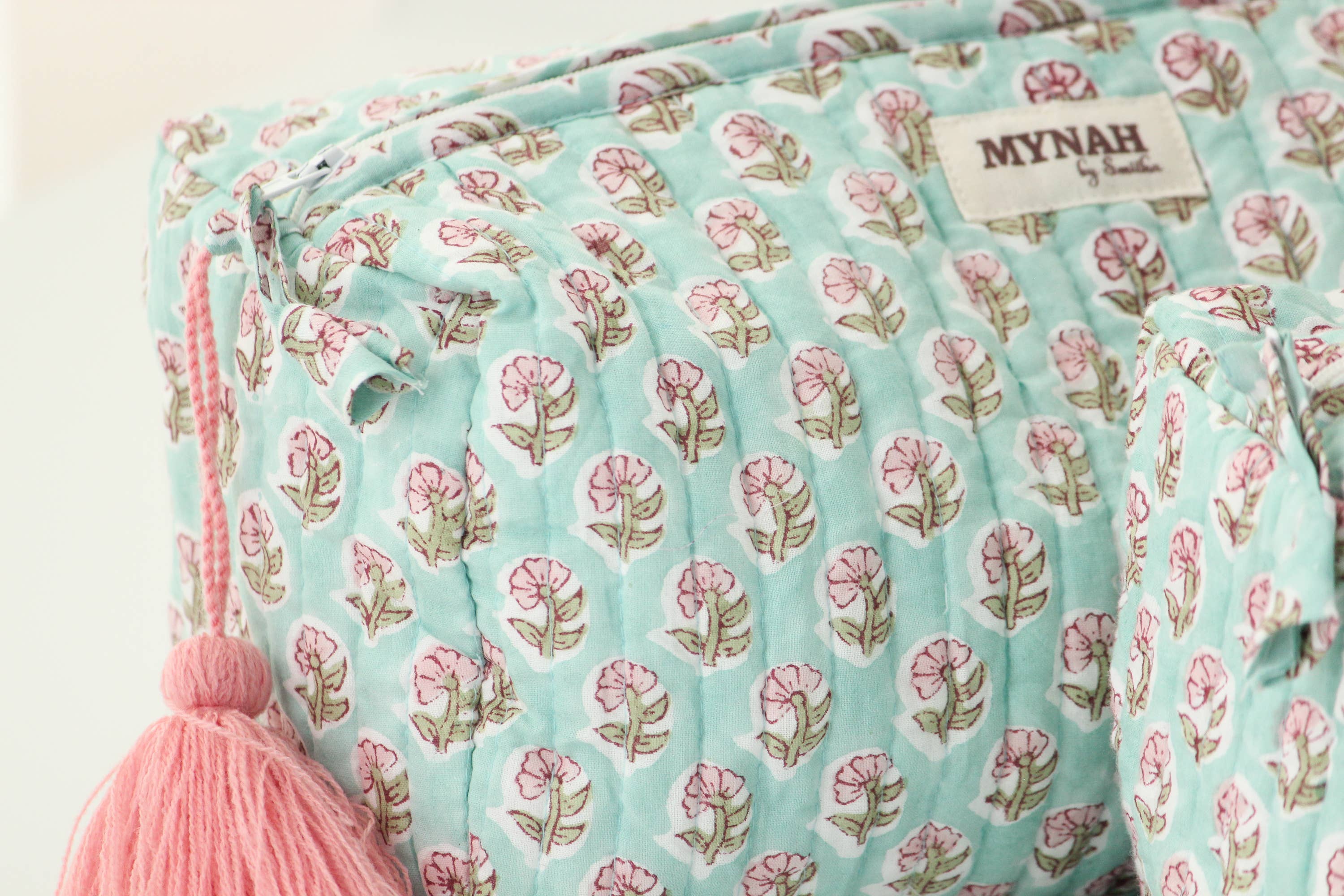 Mint floral print travel/make up/organizer/bag