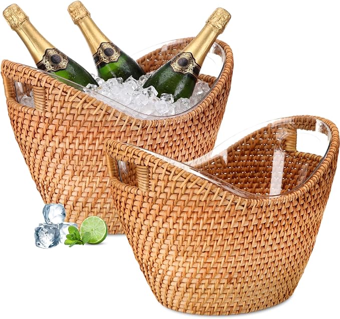 Hand Woven Rattan Wicker Ice Bucket