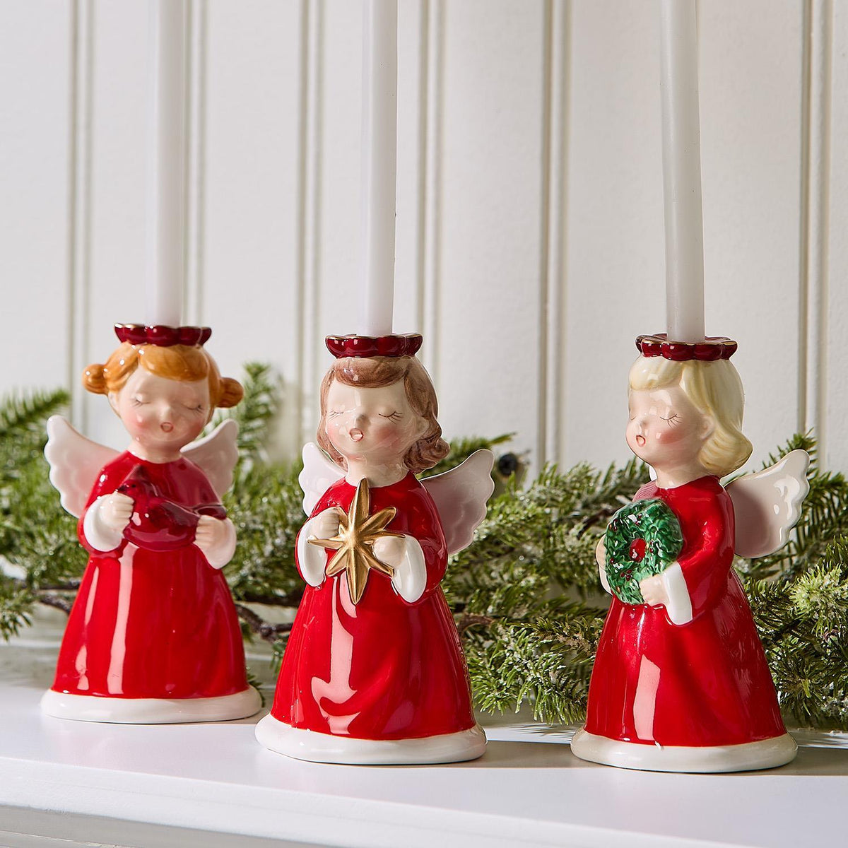 Hand-Painted Christmas Angel Candleholder (Assorted)