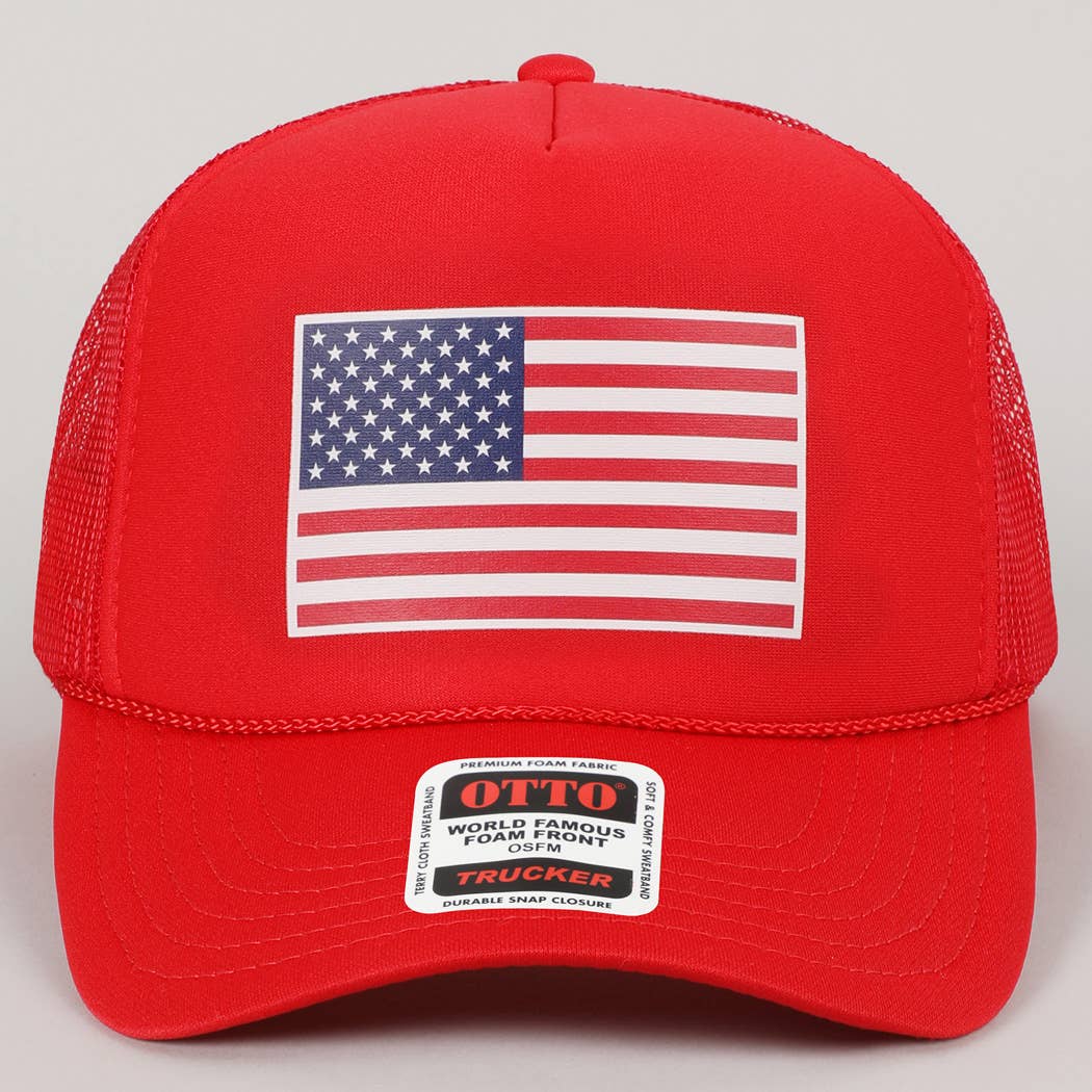 USA Flag Foam Trucker Hat- Blue