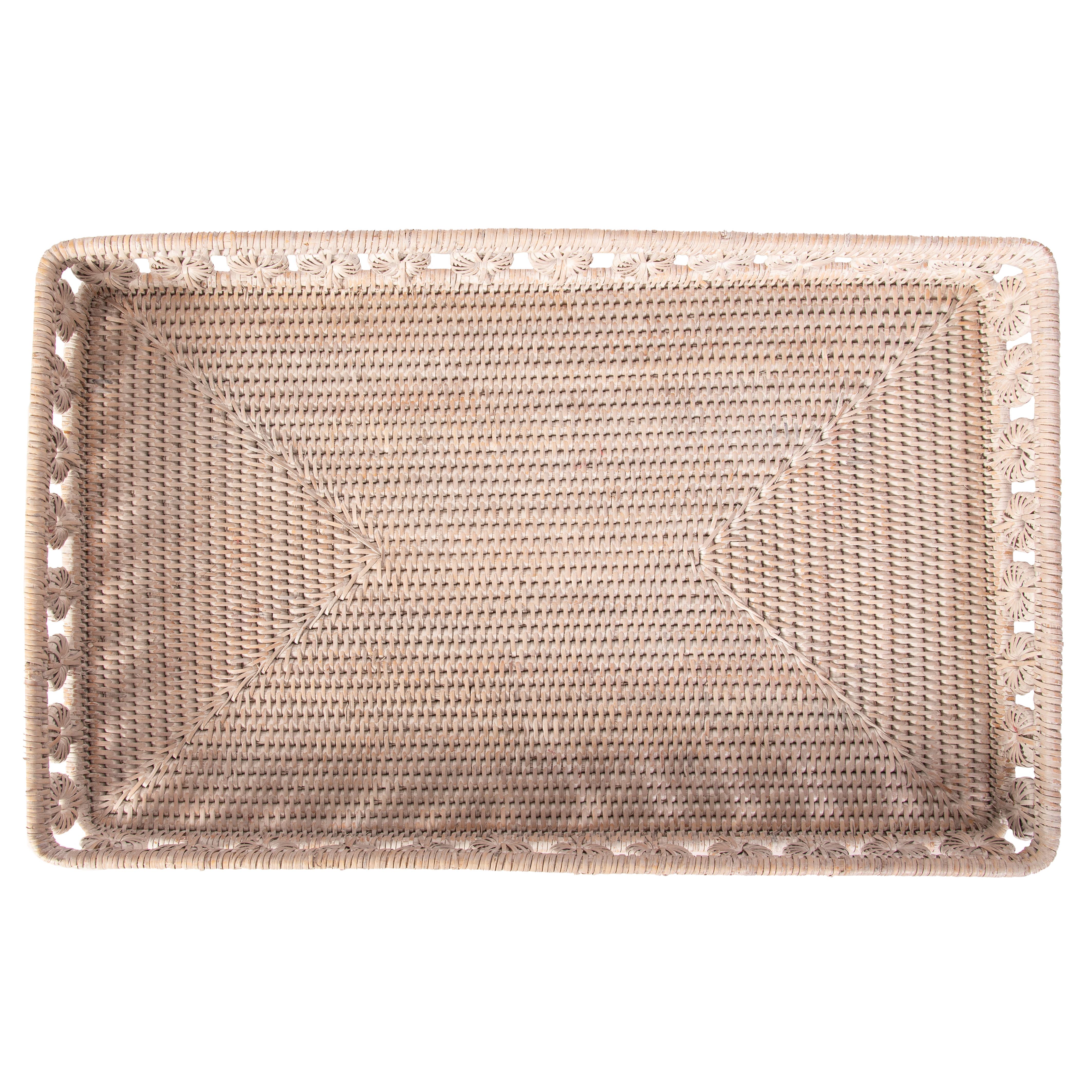Rectangular Rattan Tray with Glass Insert – Serveware