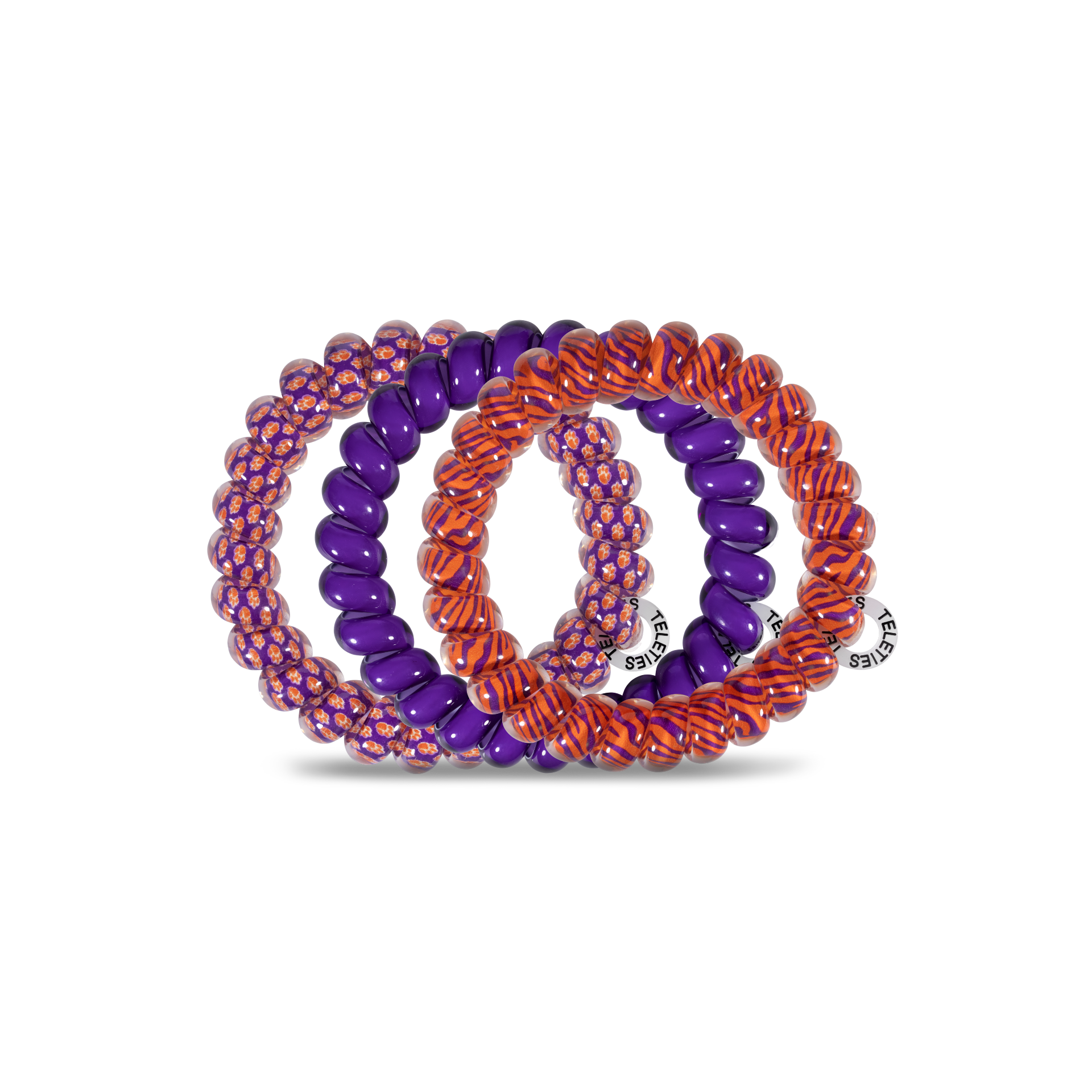 Clemson University - Large Hair Coils, Hair Ties, 3-pack