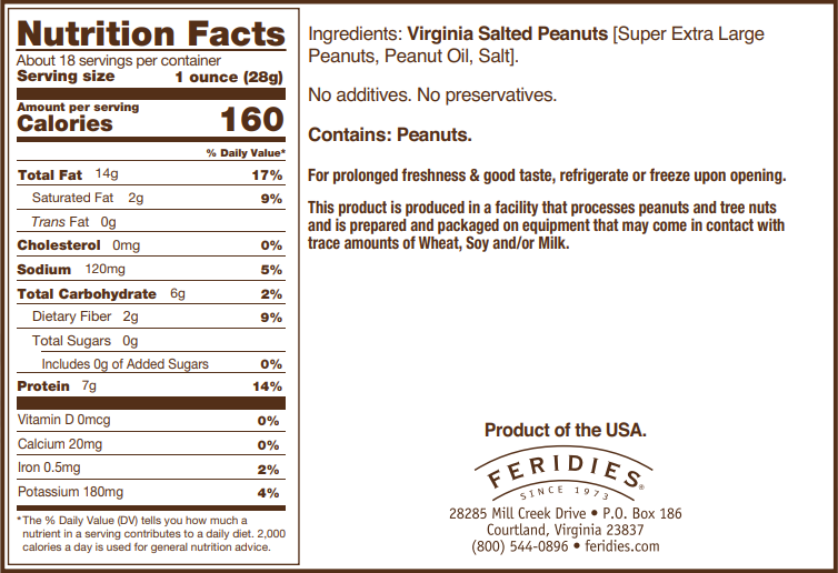 18oz Salted Virginia Peanuts