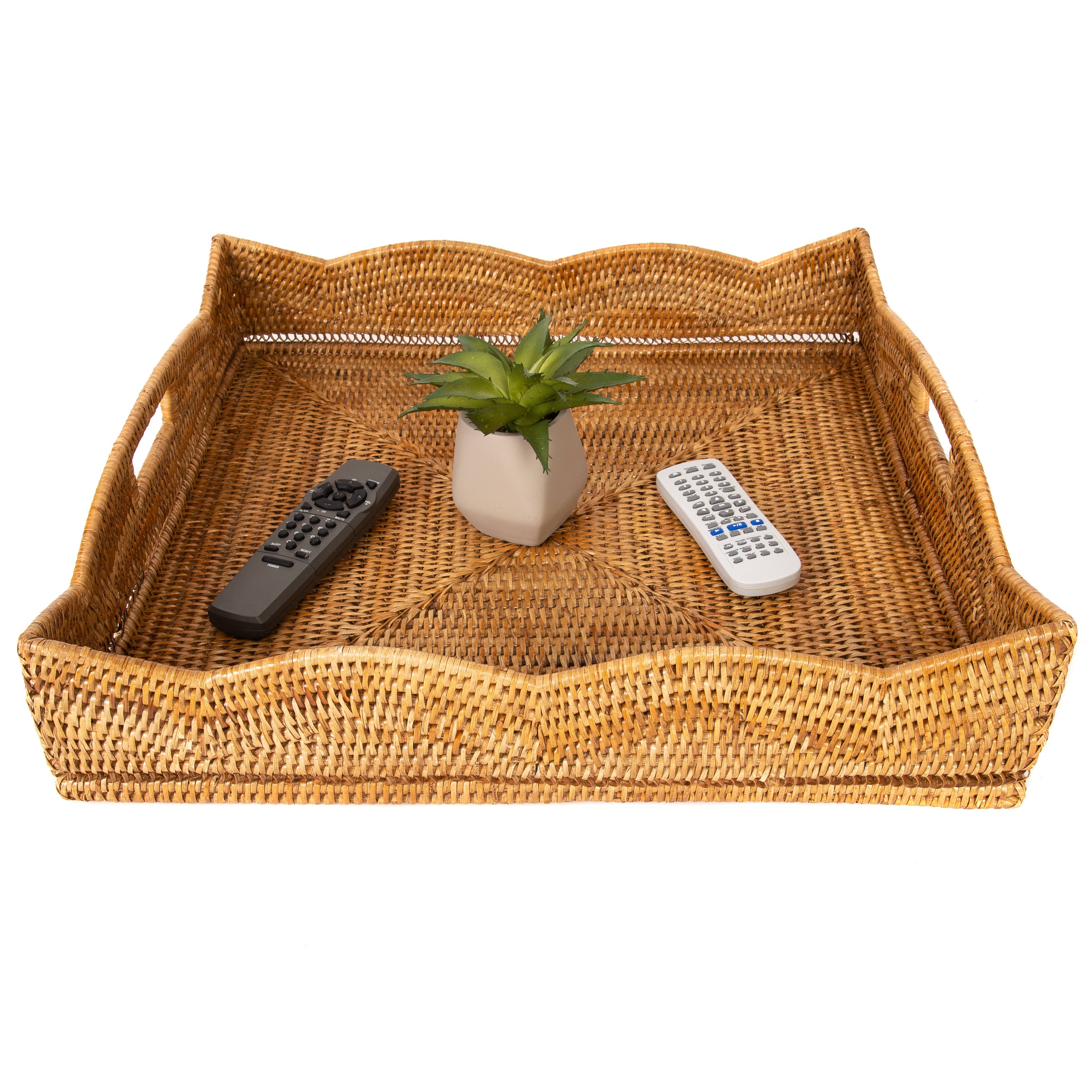 Artifacts Rattan Scallop Collection Square Tray