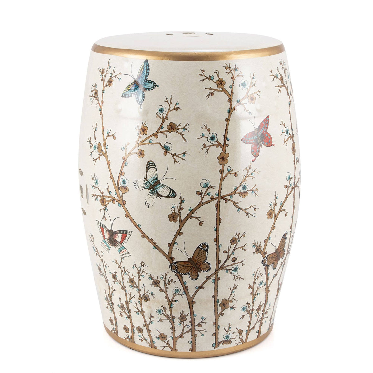 French Vanilla Butterfly Garden Stool (local pickup only)