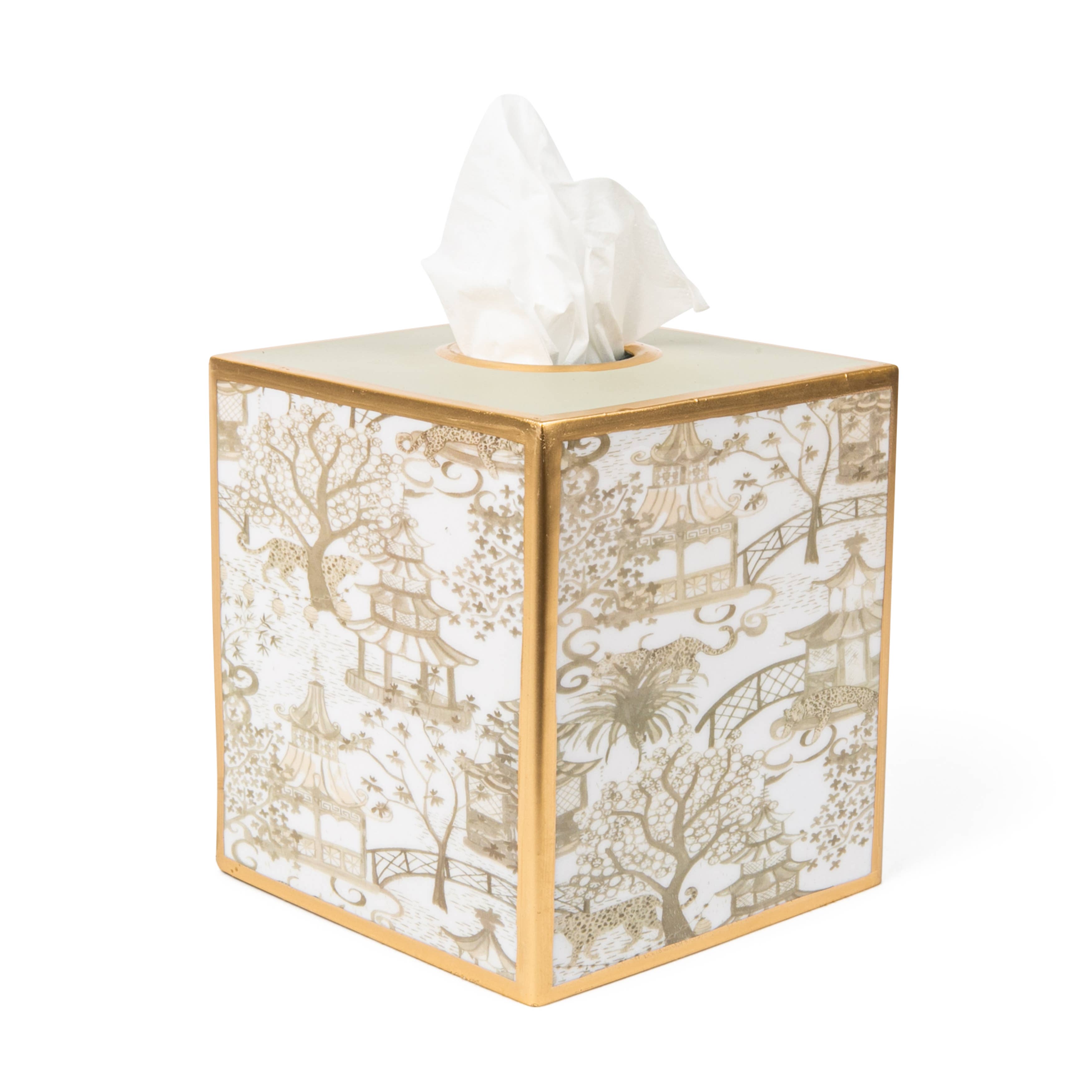 Garden Party Enameled Tissue Box Cover
