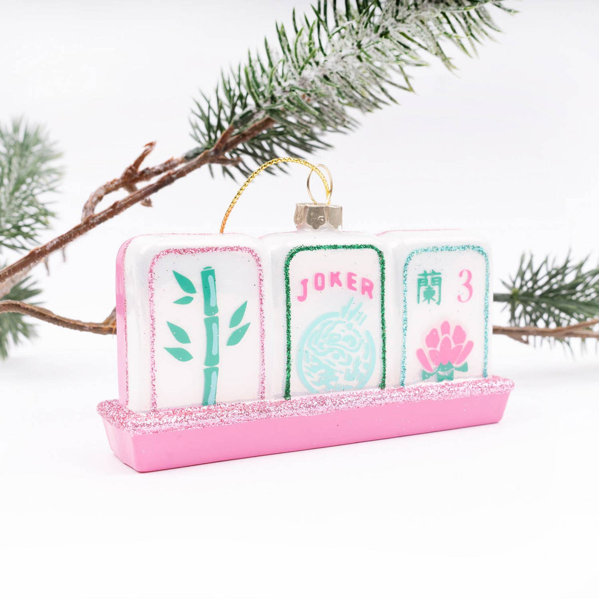 Mahjong "All the Way" Boxed Glass Ornament