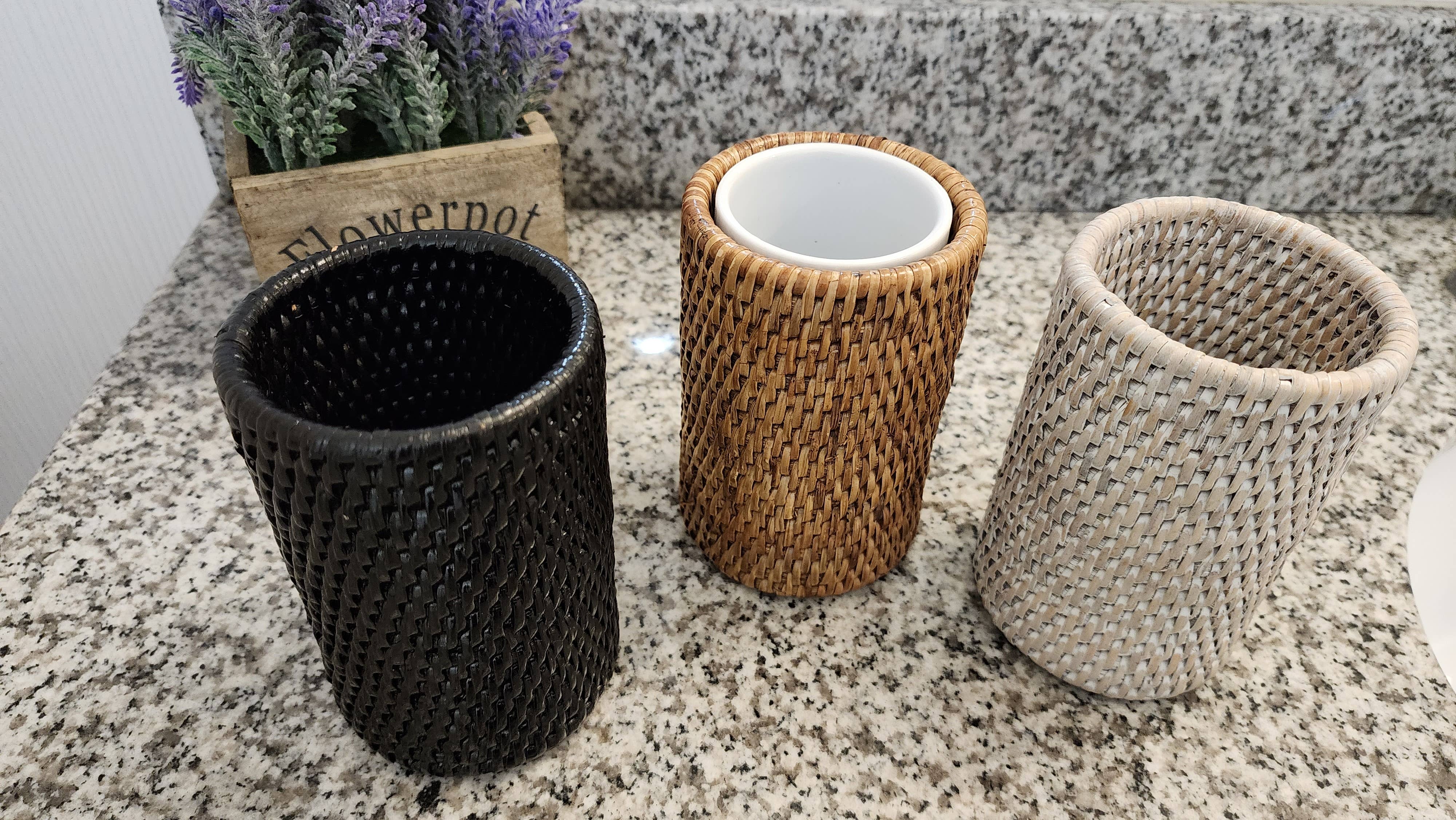 Artifacts Rattan Round Tumbler with Ceramic Insert