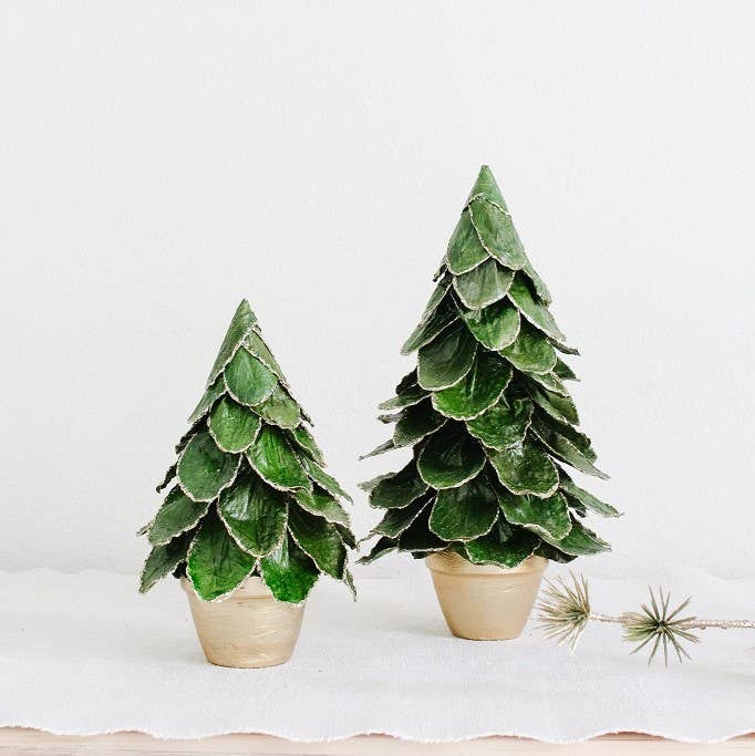 Potted Butterfly Leaf Cone Tree (Green/Gold)