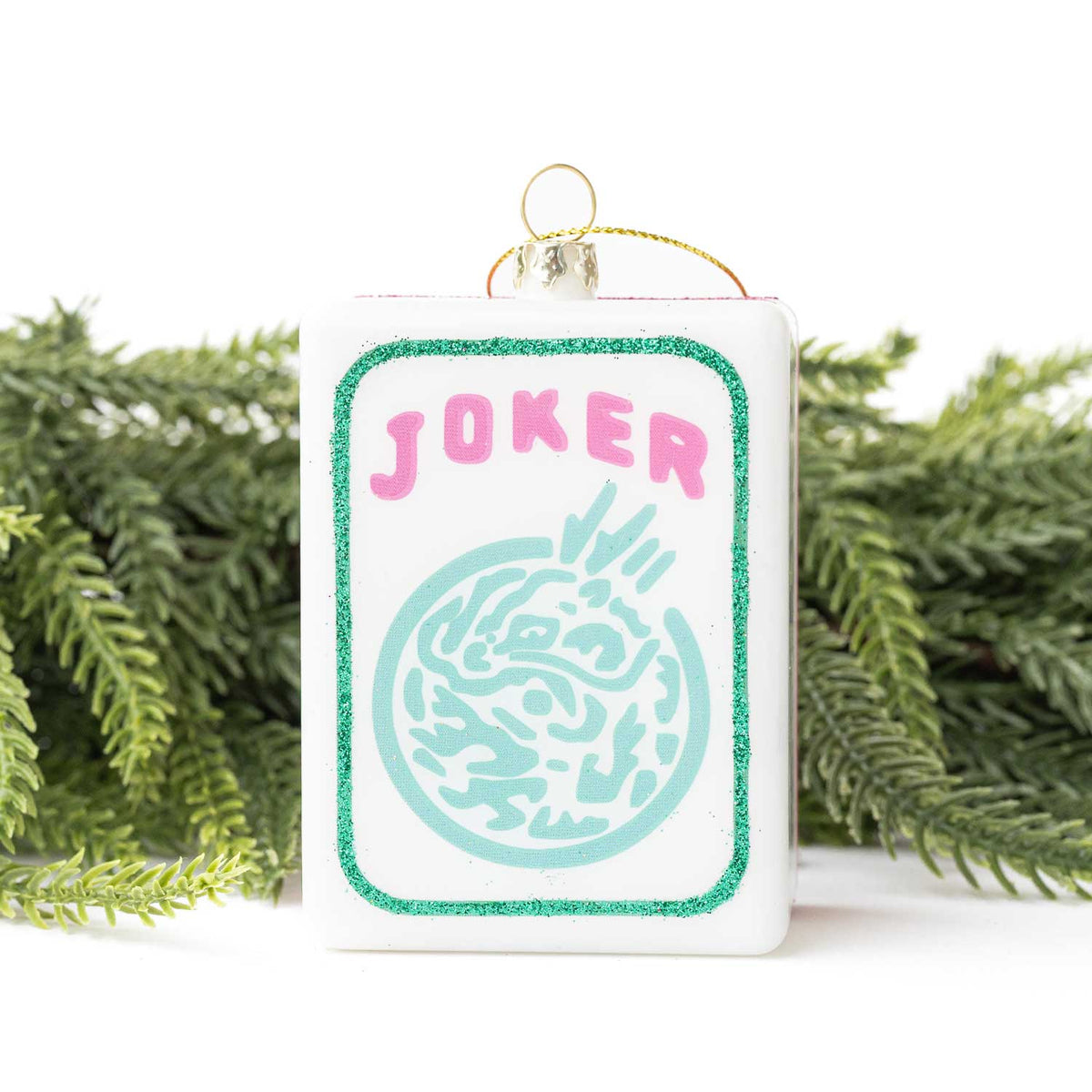 Mahjong Joker Tile Boxed Glass Ornament